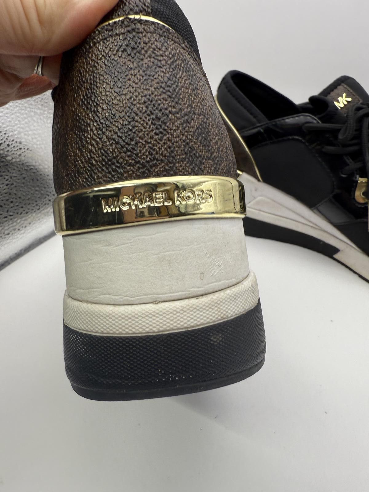 Michael Kors Michael Kors Women's Black and Gold Wedge Sneakers 8.5 Size US 8.5 / IT 38.5 - 7 Thumbnail