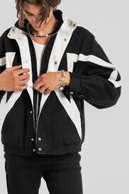Streetwear Black Star Denim Bomber Jacket Size US XL / EU 56 / 4 - 7 Preview