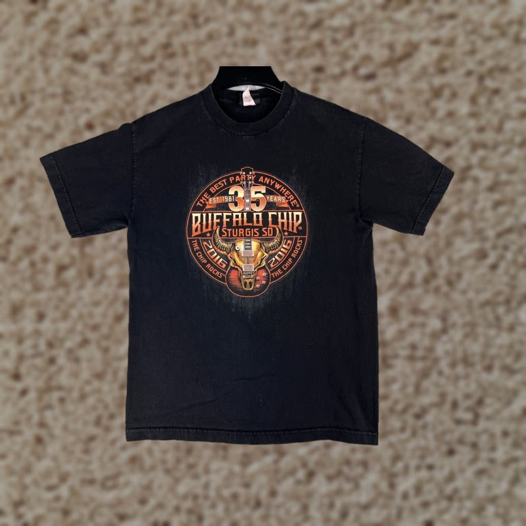 Vintage VINTAGE Hot Leathers Women's T-Shirt Casual Crew Neck Short Sleeve Cotton Black 2016 Black Hills Rally Buffalo Chip Music Motorcycle Women Size L / US 10 / IT 46 - 1 Thumbnail