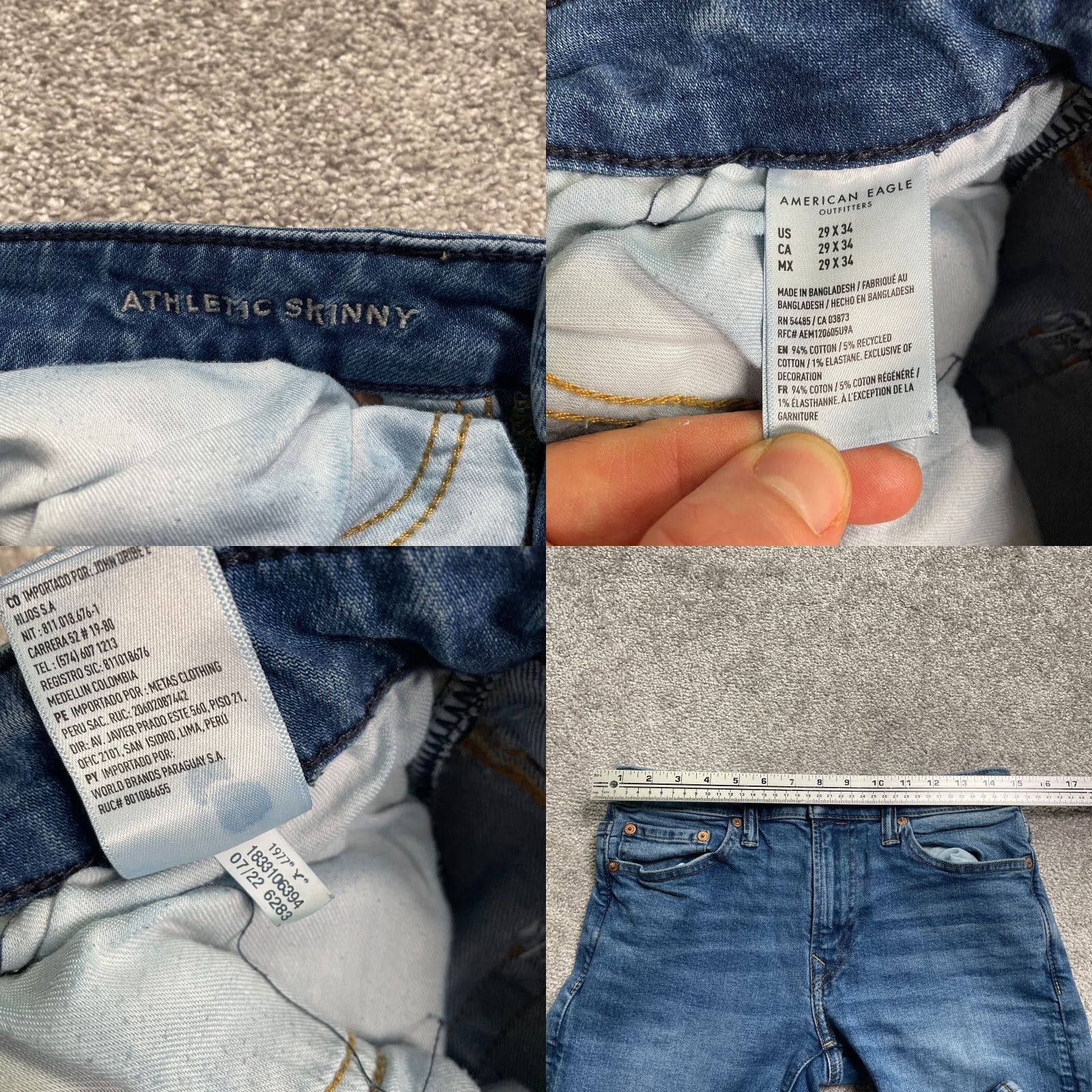 American Eagle Outfitters American Eagle Outfitters Jeans Mens 29x34 Athletic Denim Straight Mid Rise Blue 5-Pocket Logo USA Size US 29 - 8 Thumbnail