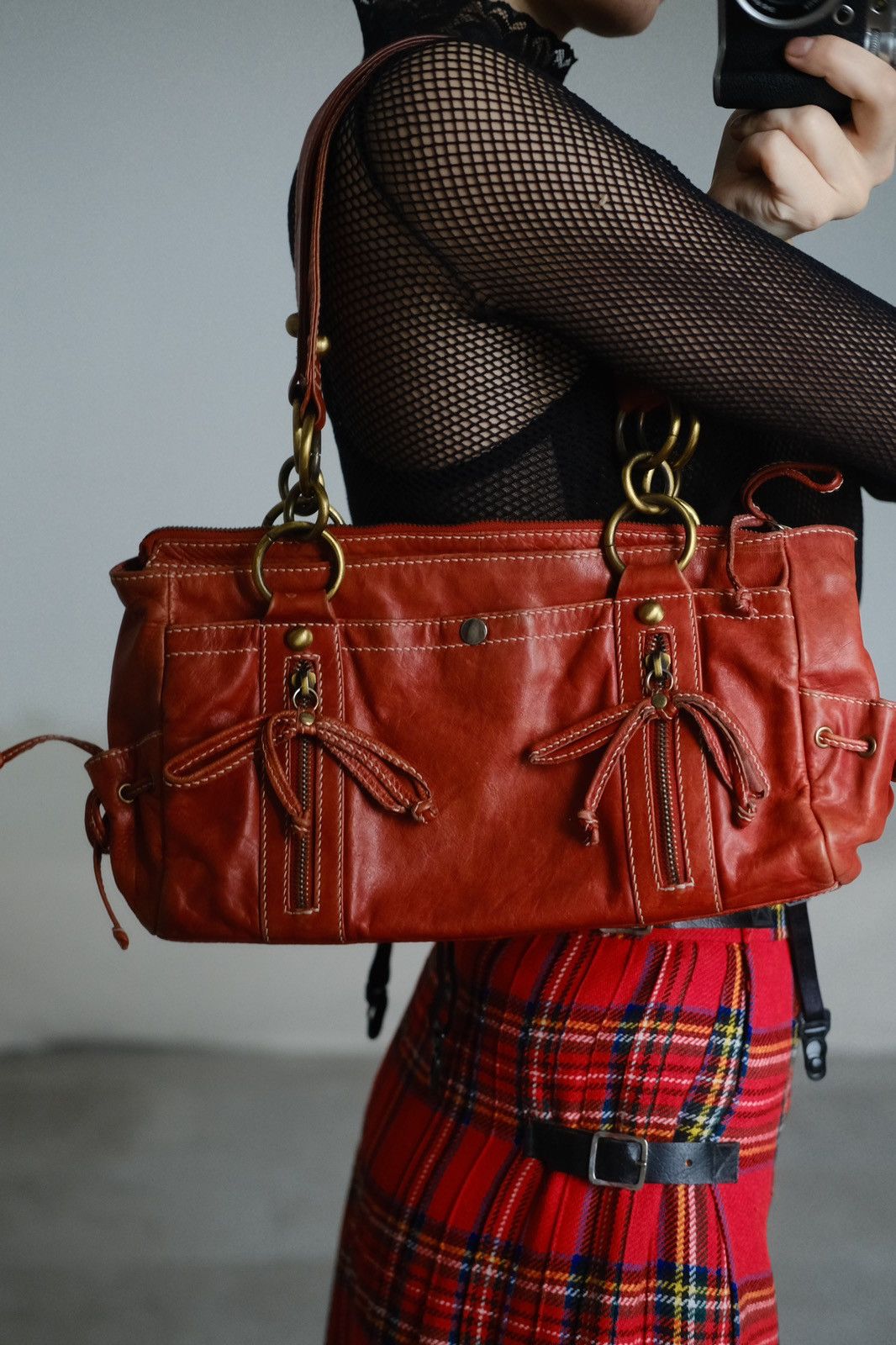 Vintage Red leather y2k grunge bag Size ONE SIZE - 2 Thumbnail