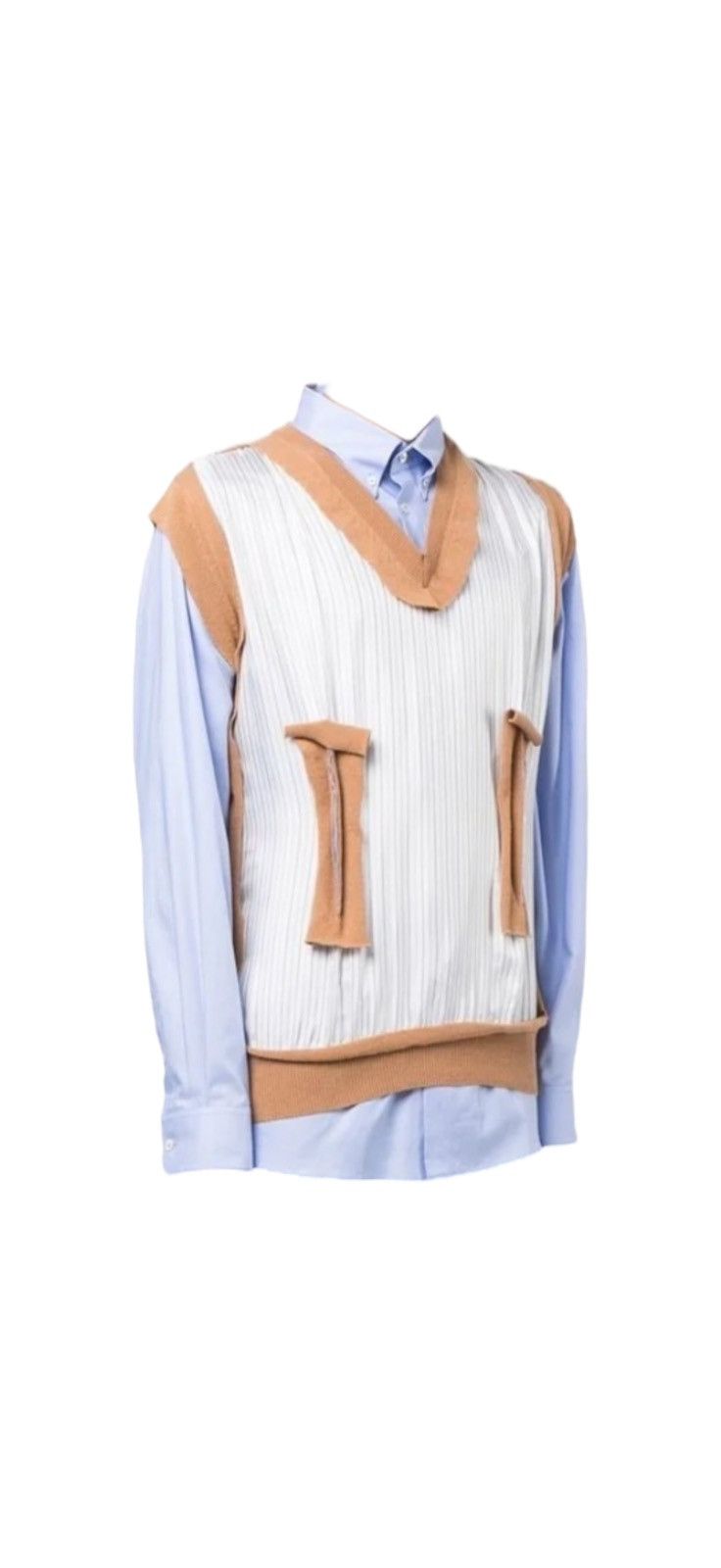 Maison Margiela Maison Margiela Blue Spliced Oxford Shirt Size US S / EU 44-46 / 1 - 2 Thumbnail