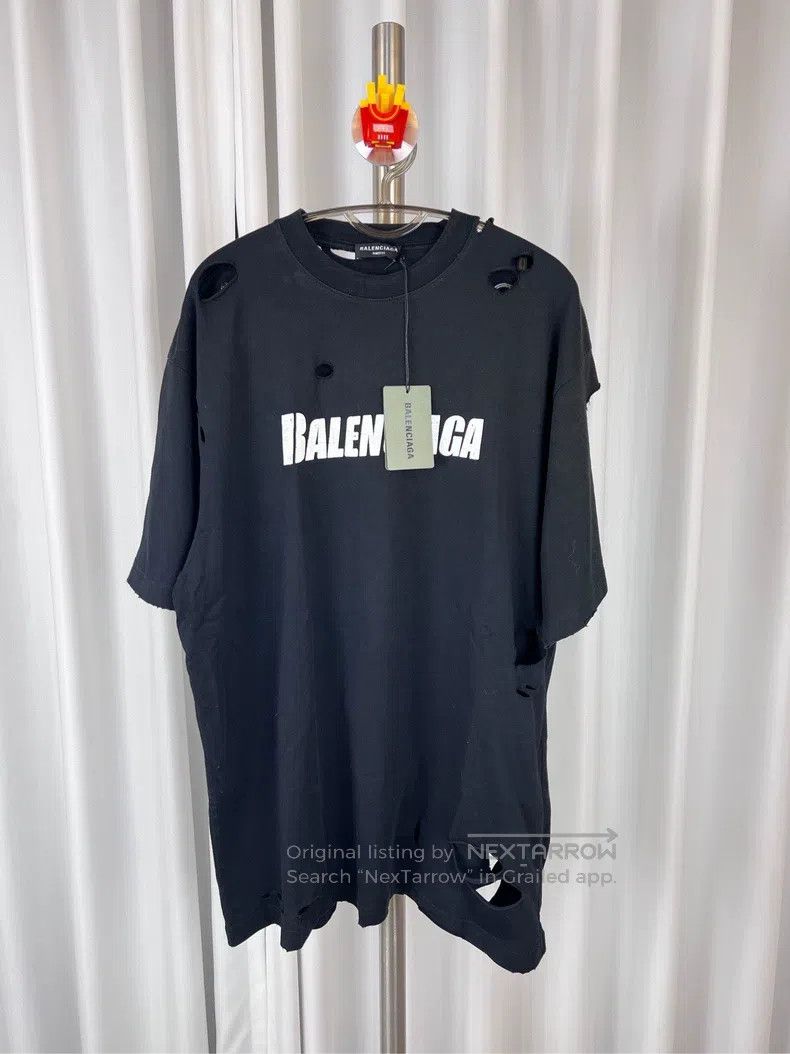 Balenciaga Balenciaga Big Ripped Hole Short Sleeve Black Size US XXS / EU 40 - 1 Thumbnail