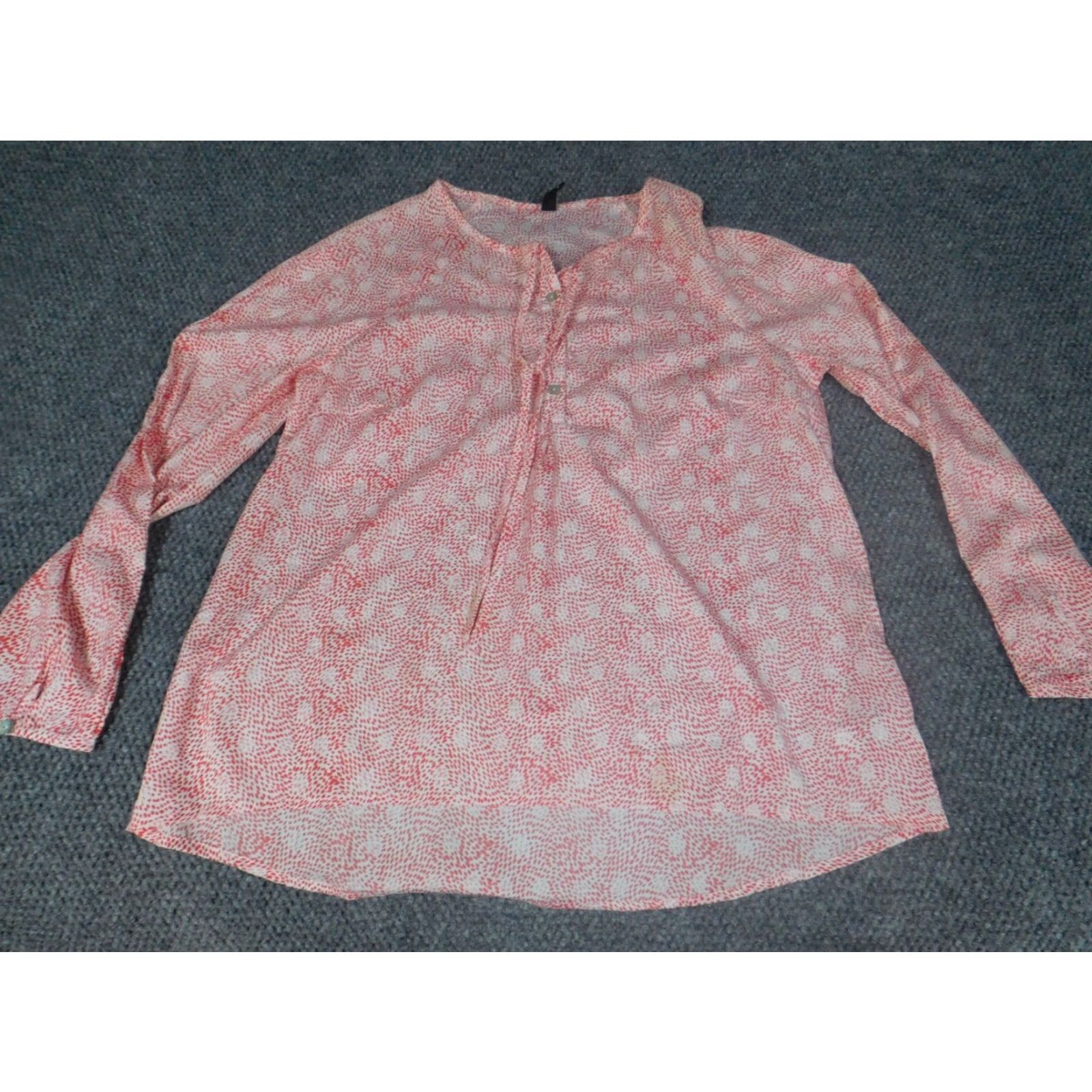 Vintage Misoka Womens Shirt L Red pullover dots Crew Neck Short Sleeve Cotton Blend Blouse Casual Vintage? No. (But ensure no extra). Size L / US 10 / IT 46 - 2 Thumbnail