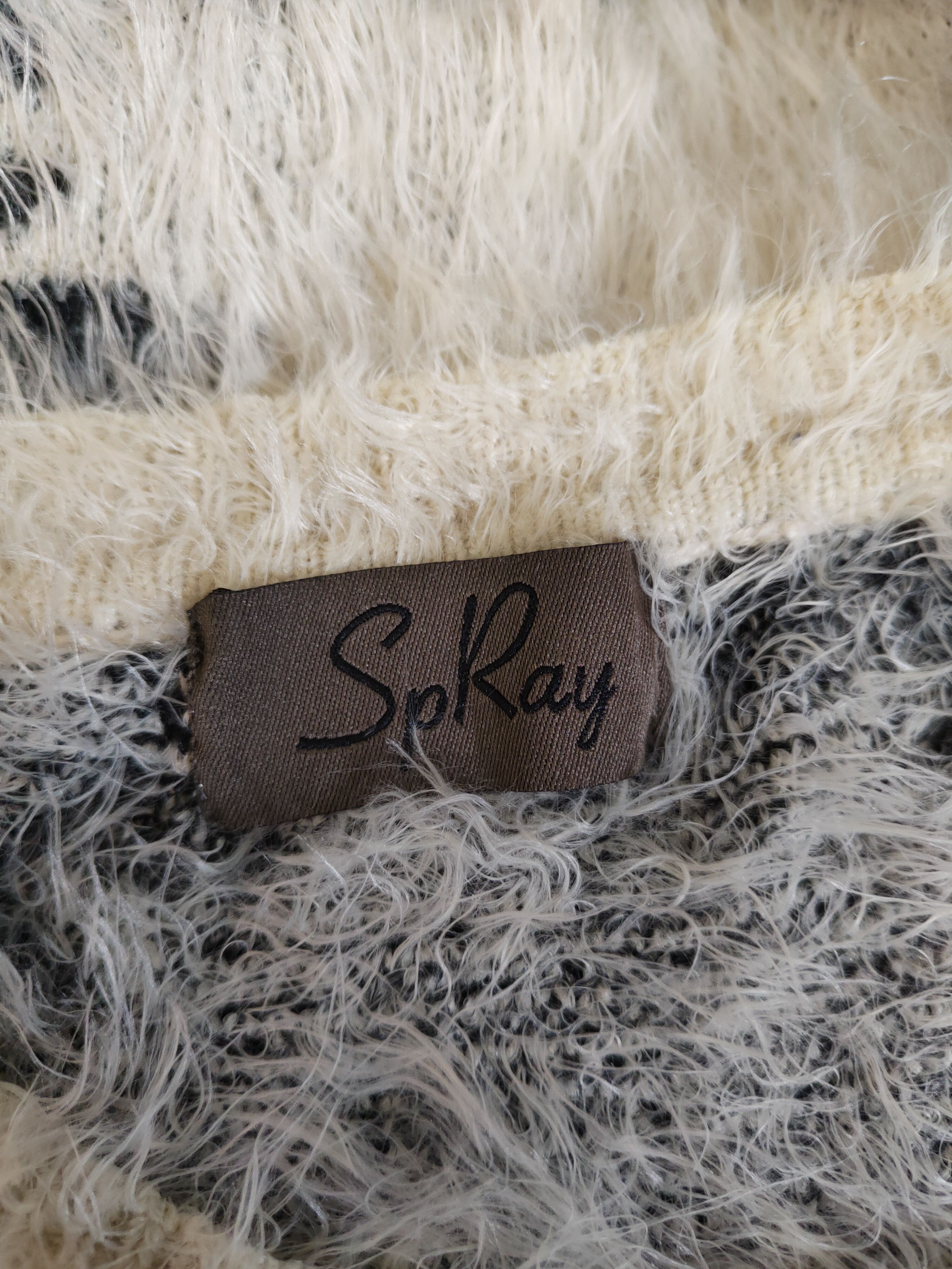 Japanese Brand × Vintage Art Design 💥 Spray Black Cream Fur Mohair Knitwear Size XL / US 12-14 / IT 48-50 - 11 Thumbnail
