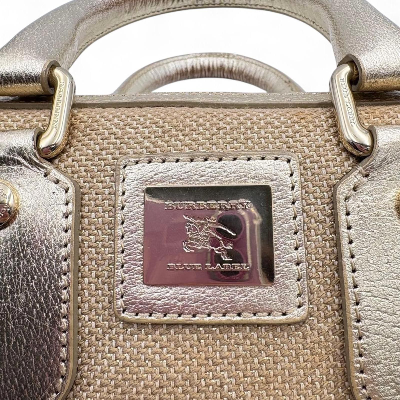 Burberry Burberry - Gold Canvas Leather Handbag Size ONE SIZE - 4 Thumbnail