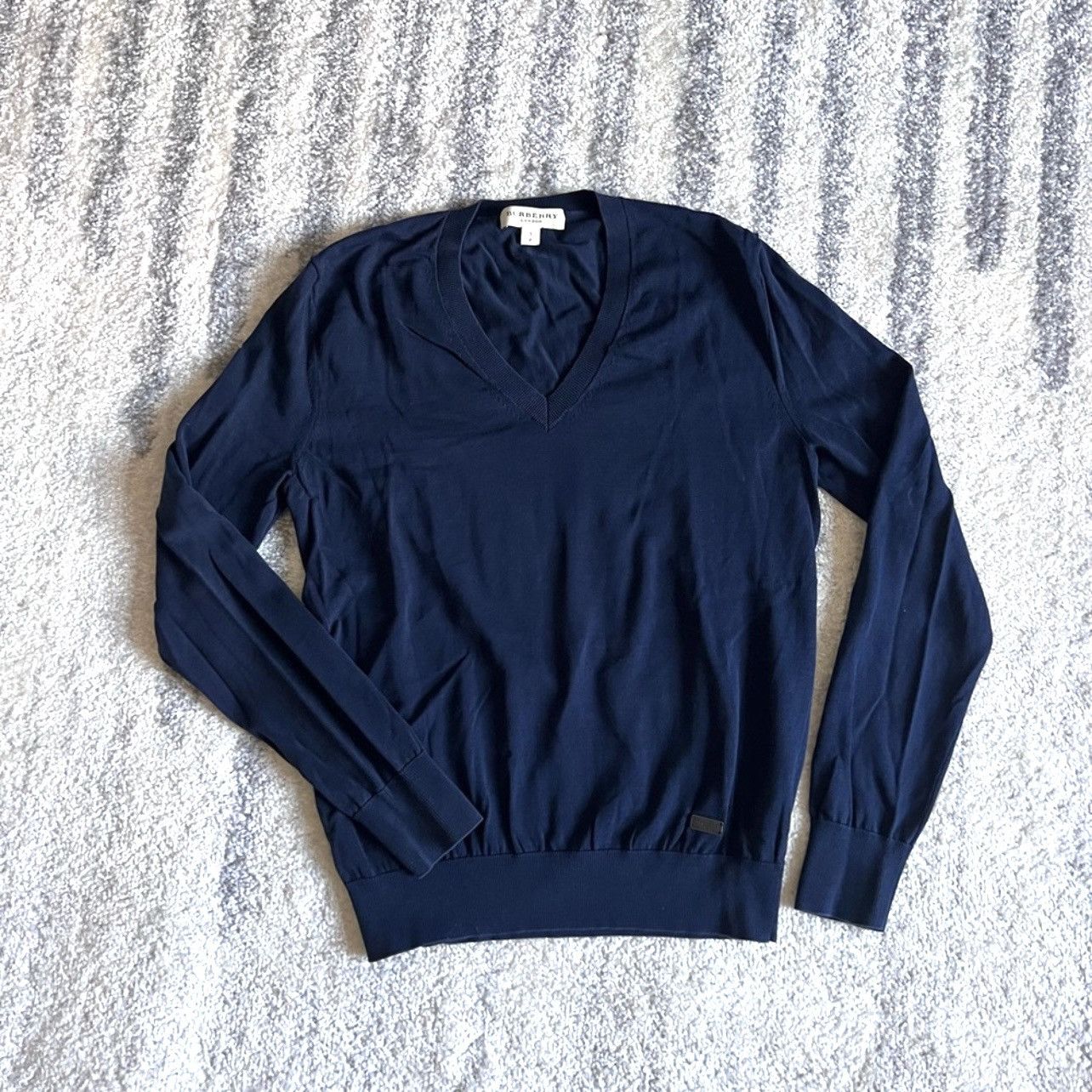 Burberry Burberry Men’s Navy Blue V-Neck Sweater (Size S) Size US S / EU 44-46 / 1 - 1 Thumbnail