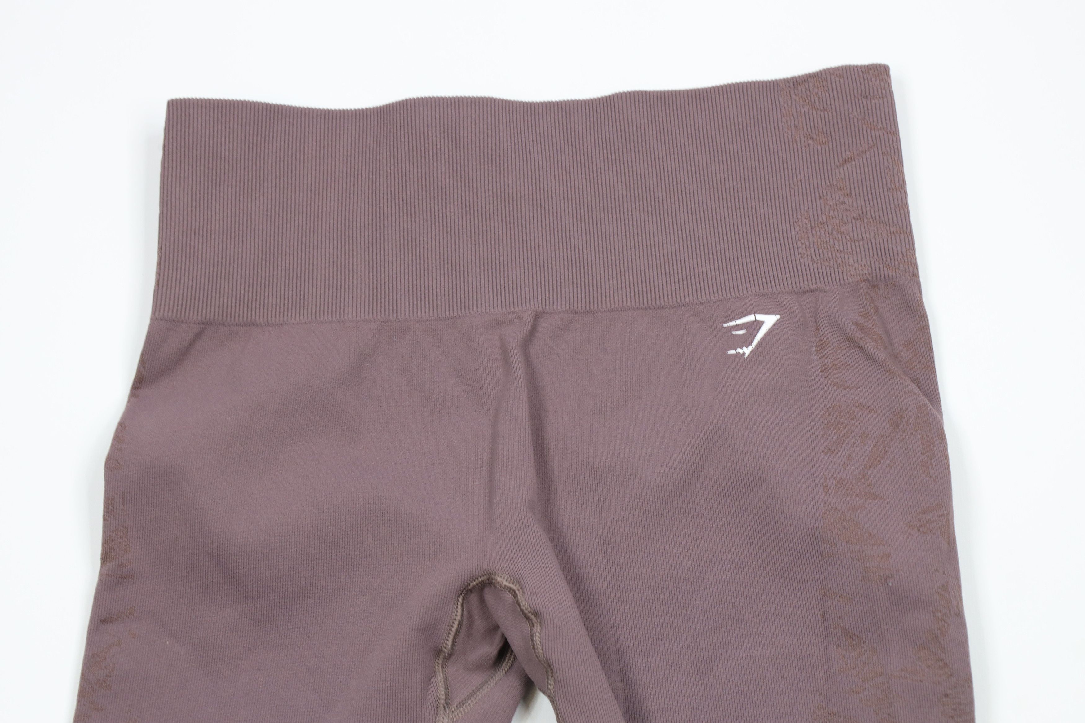 Gymshark × Vintage Gymshark Geometric Ribbed Spandex Gym Leggings Purple Size 26" / US 2 / IT 38 - 2 Thumbnail