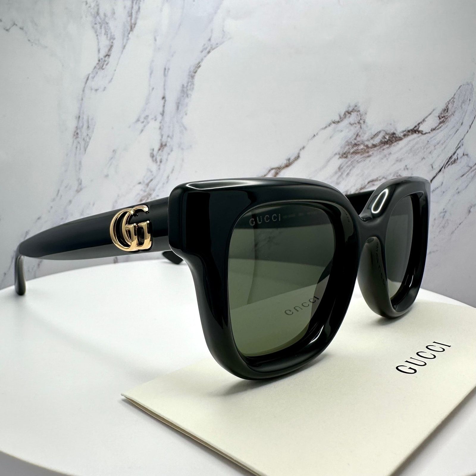 Gucci New GUCCI Sunglasses Black & Gold GG Logo Square Round Size ONE SIZE - 13 Thumbnail