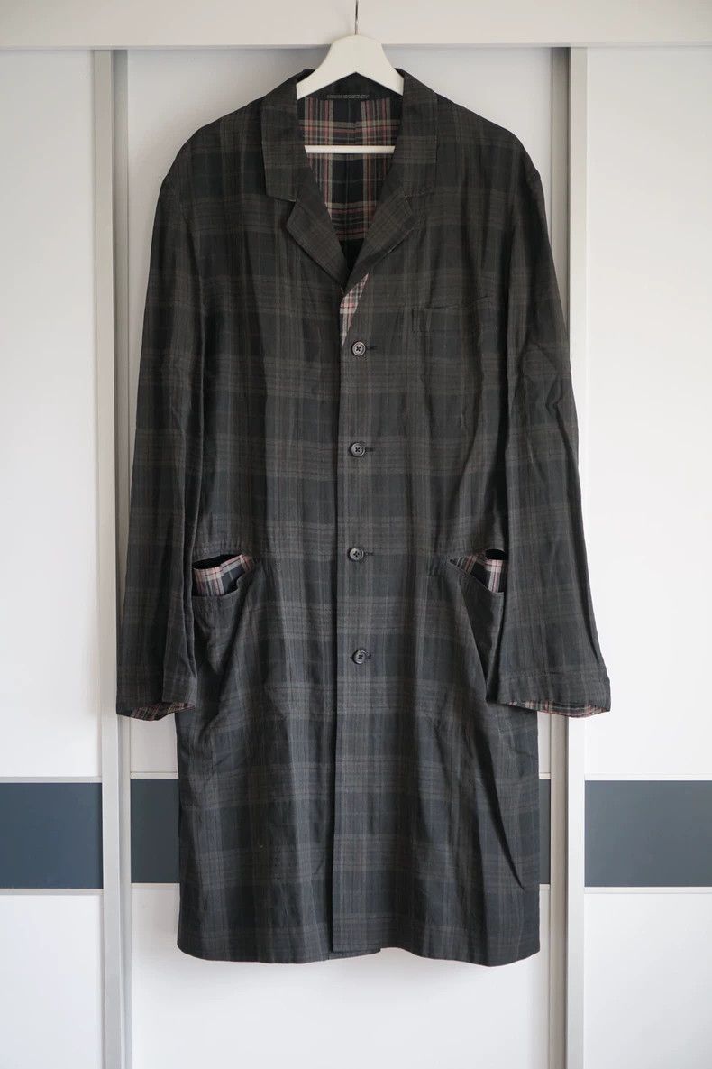Yohji Yamamoto 00ss juvenile plaid reversible trench coat 2