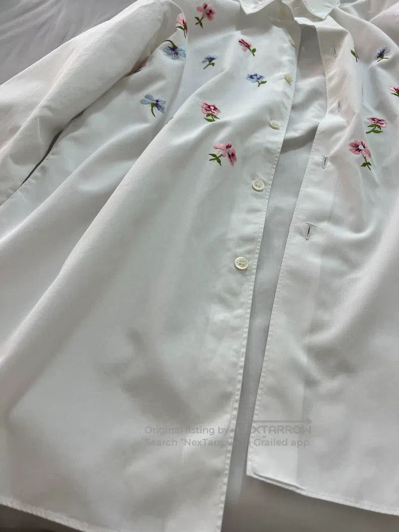 Comme des Garcons Comme Des Garcons Embroidered Flower Shirt Size S / US 4 / IT 40 - 4 Thumbnail