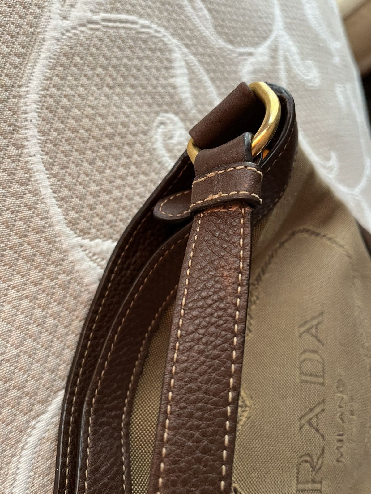 Prada Prada Logo Jacquard Canvas and Leather Messenger Bag Size ONE SIZE - 16 Thumbnail