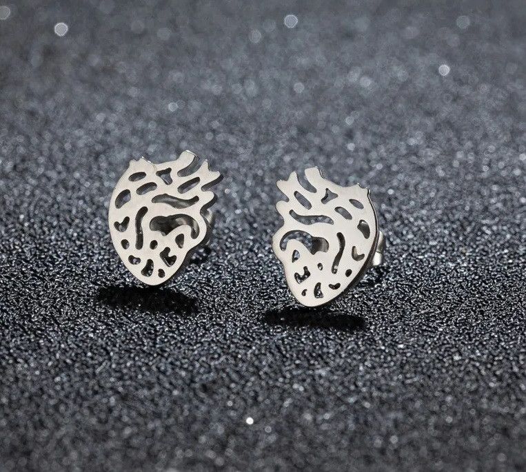 Jewelry Heart Organ Stud Earrings Charm Earring Gift Size ONE SIZE - 2 Thumbnail