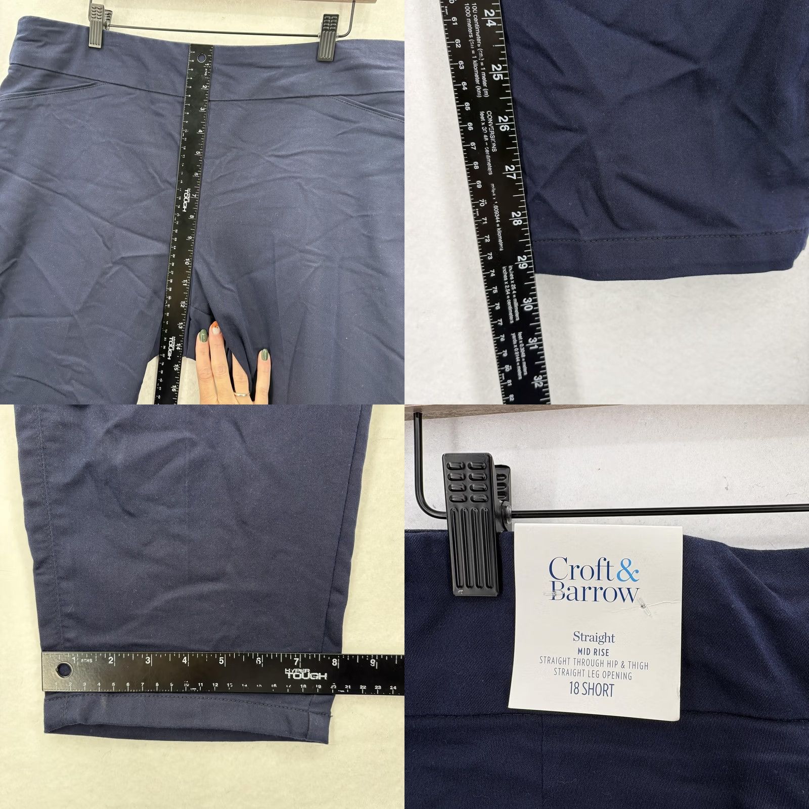 Croft & Barrow Croft & Barrow Pants Womens 18 Short Navy Straight Mid Rise Effortless Stretch Size 40" / US 18 - 9 Thumbnail