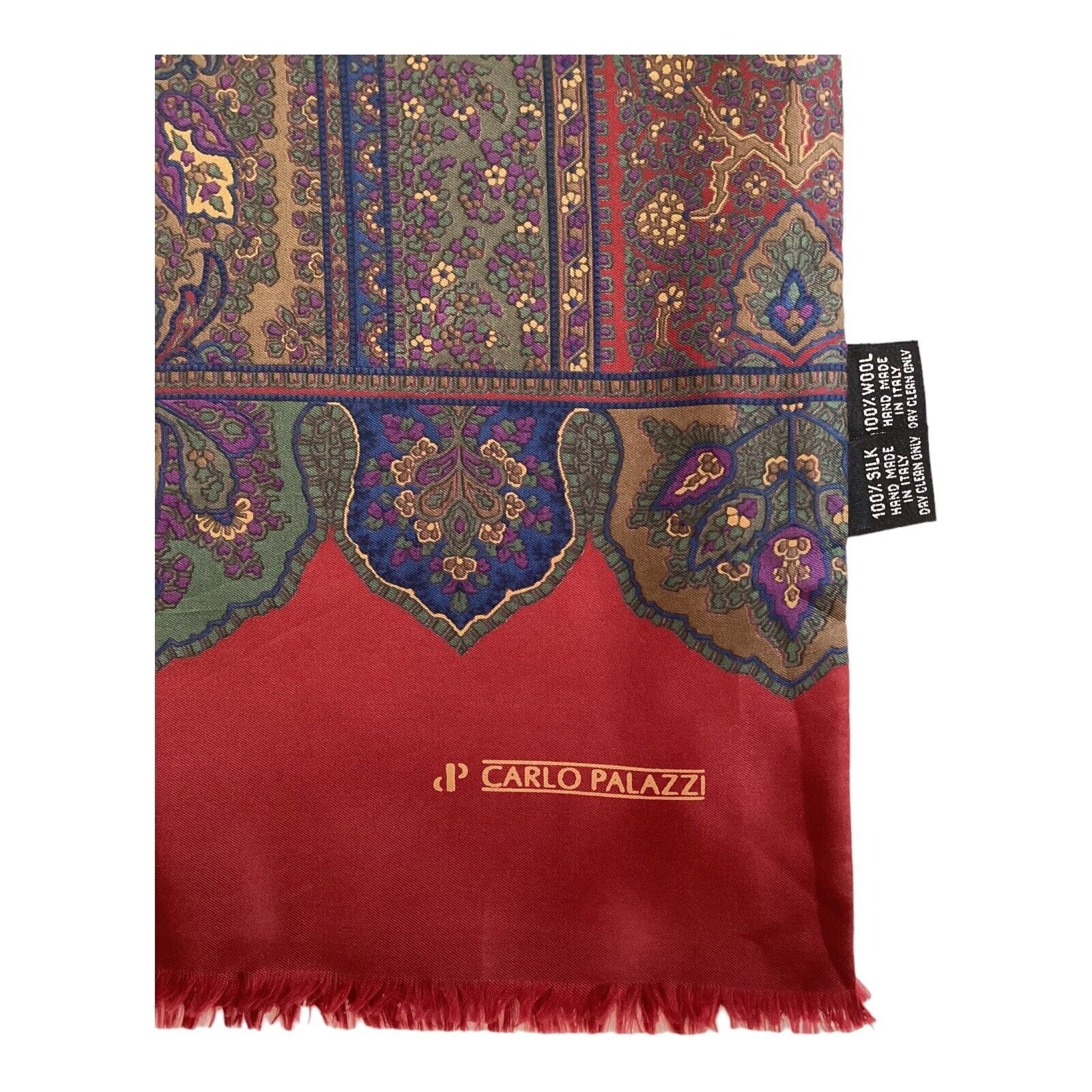 Carlo Palazzi CARLO PALAZZI Red Paisley Double Sided Rectangle Silk Wool S Size ONE SIZE - 2 Thumbnail