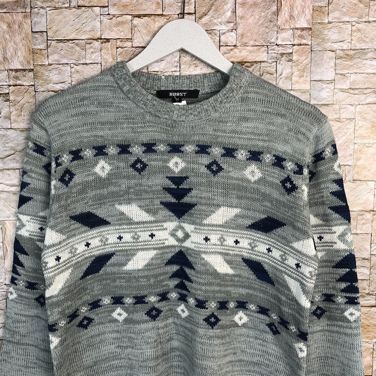 Vintage Boost Grey navajo art design sweatshirt Knitwear #A257 Size US S / EU 44-46 / 1 - 5 Thumbnail