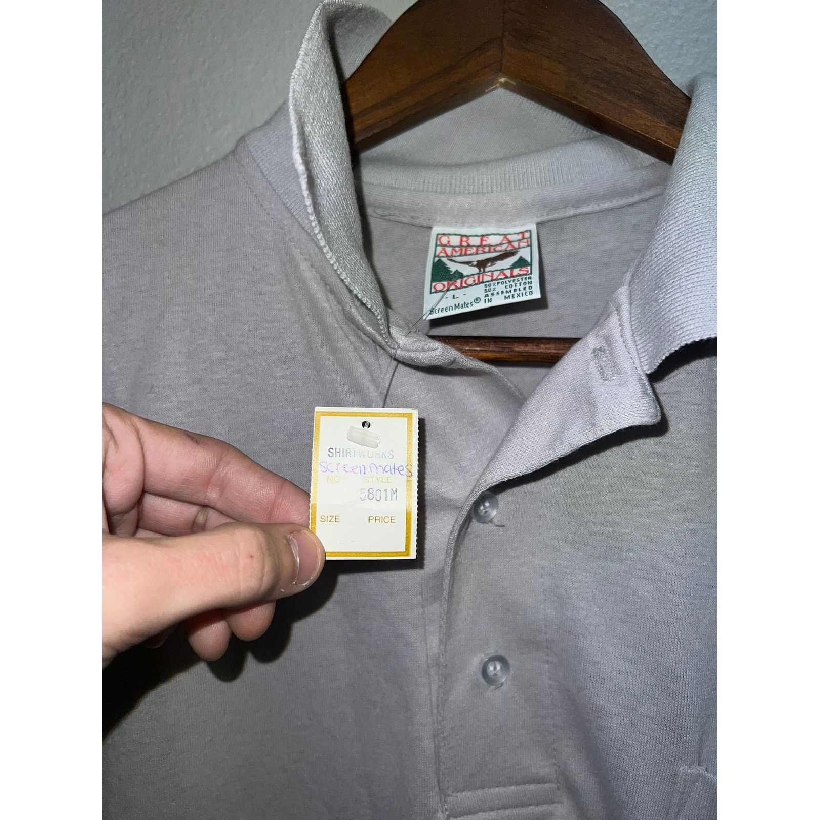 Vintage Vintage Gray Blank Polo Shirt Great American Originals 90s L Size US L / EU 52-54 / 3 - 5 Thumbnail