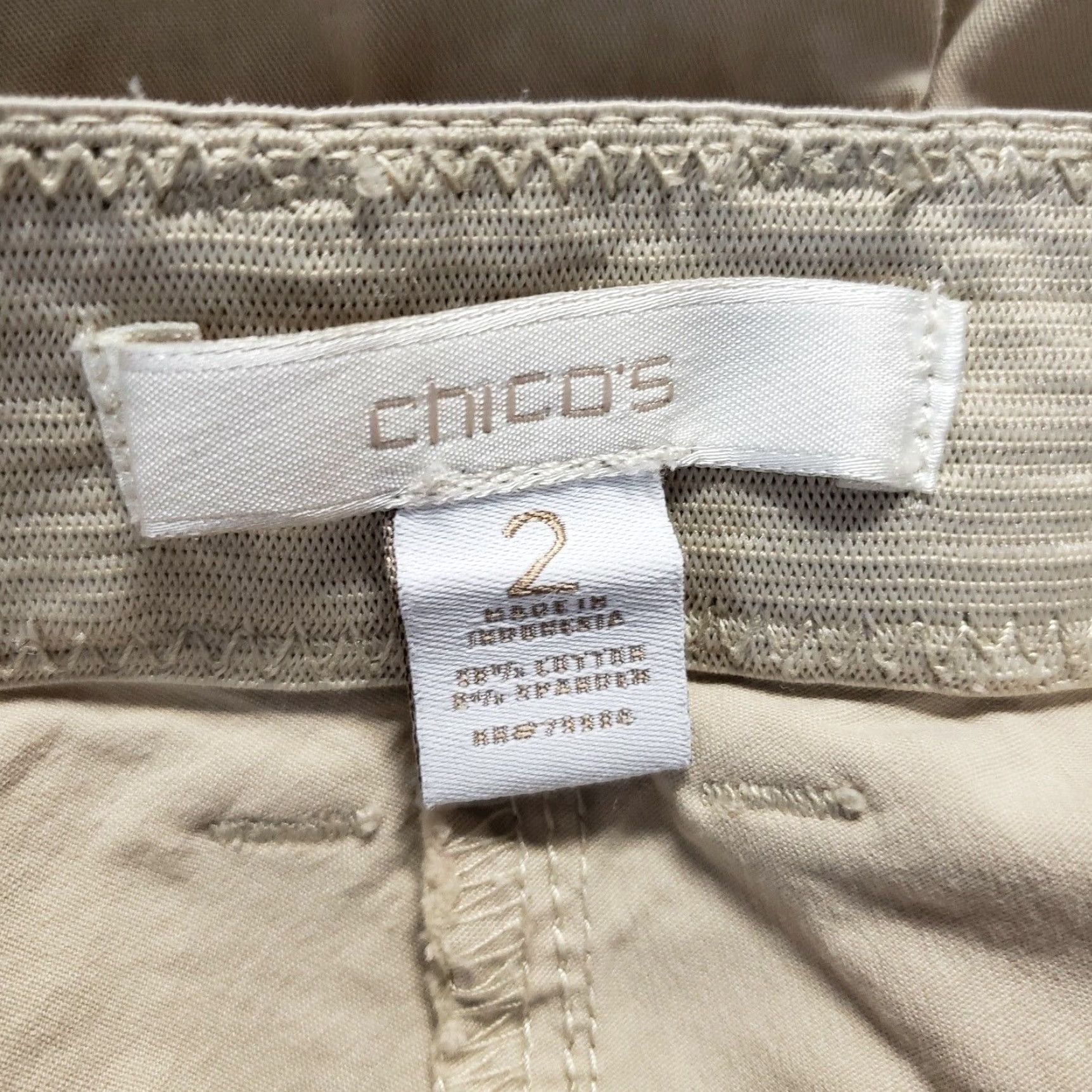Vintage Chico's Womens Pants Sz 12 Beige Zip Pockets Cotton Blend Mid Rise Size 34" / US 12 / IT 48 - 6 Thumbnail