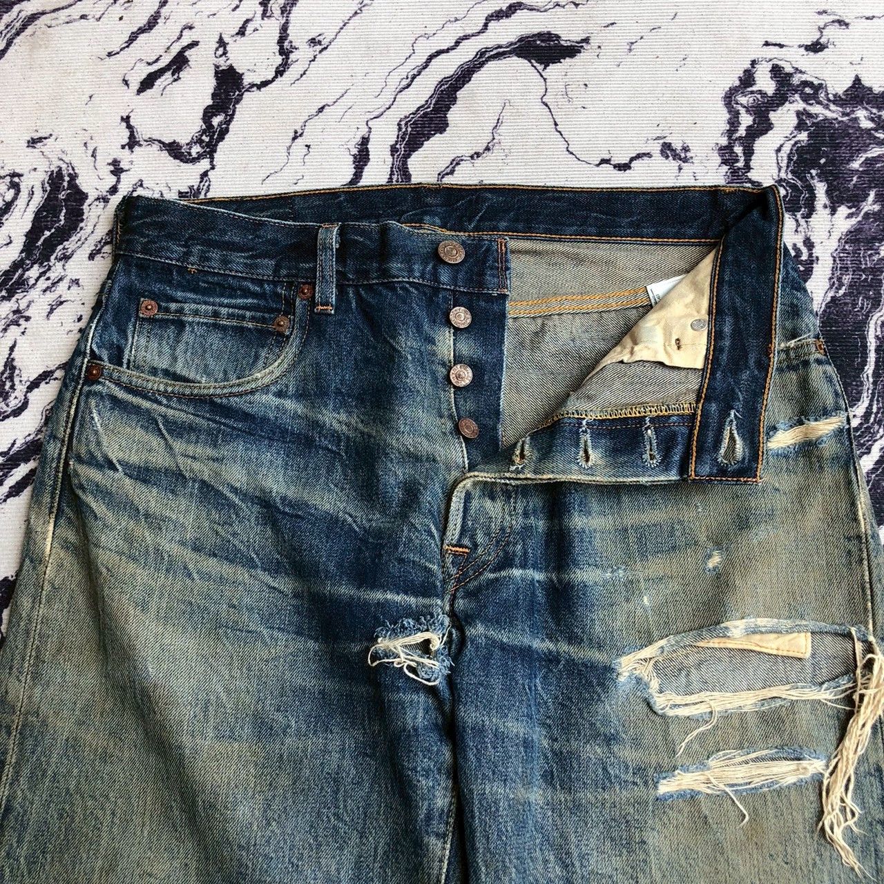 Levi's Vintage Clothing Vintage Levi’s 501 Big E Distressed Selvedge Denim Size US 32 / EU 48 - 4 Thumbnail