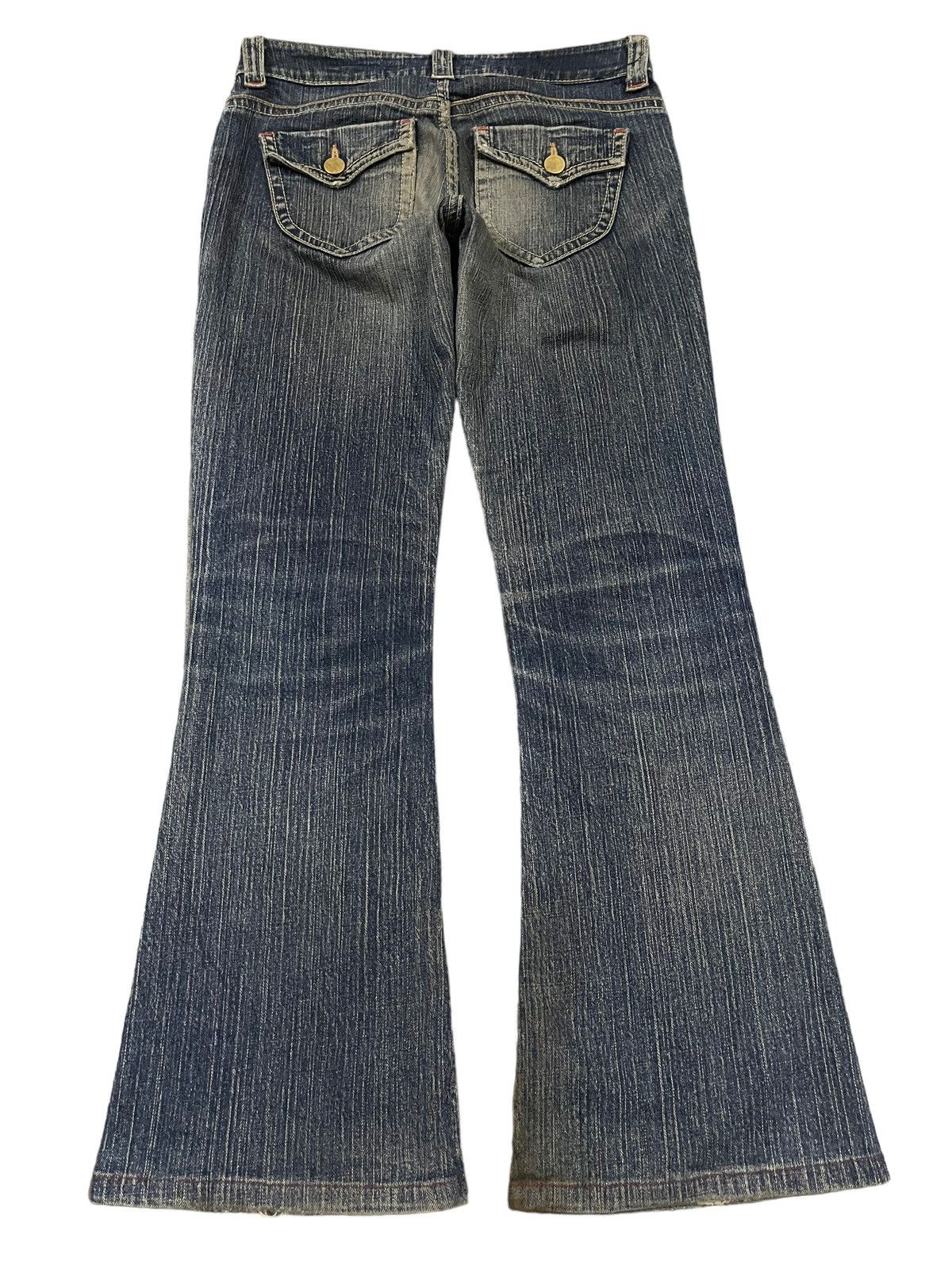 If Six Was Nine Vintage Japanese Brand Blue Wash Distress Style Flare Jeans Size US 30 / EU 46 - 2 Thumbnail