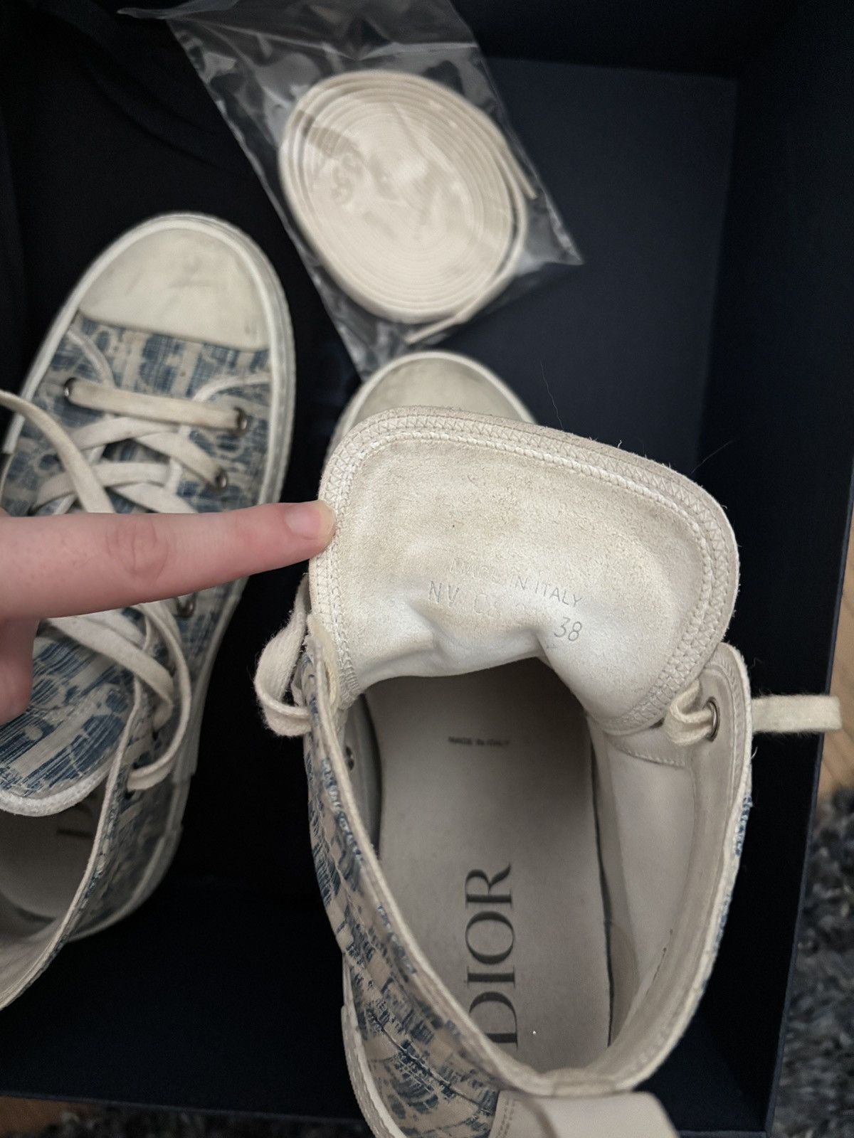 Dior Dior B23 High-Top Sneakers – Blue Oblique Kasuri Jacquard Size US 8.5 / IT 38.5 - 6 Thumbnail