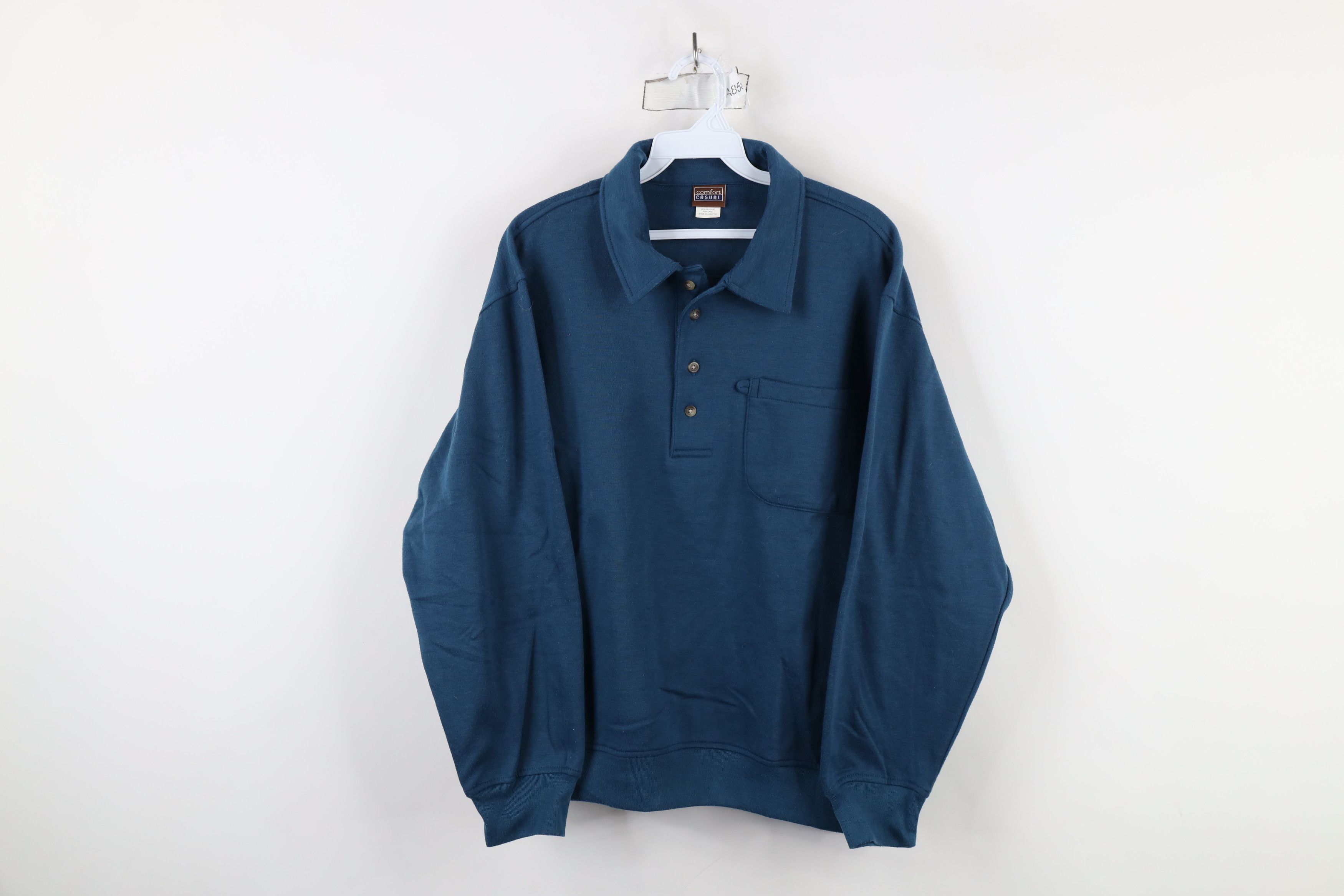 Vintage Vintage 90s Streetwear Collared Pullover Sweatshirt Blue Size US M / EU 48-50 / 2 - 1 Thumbnail