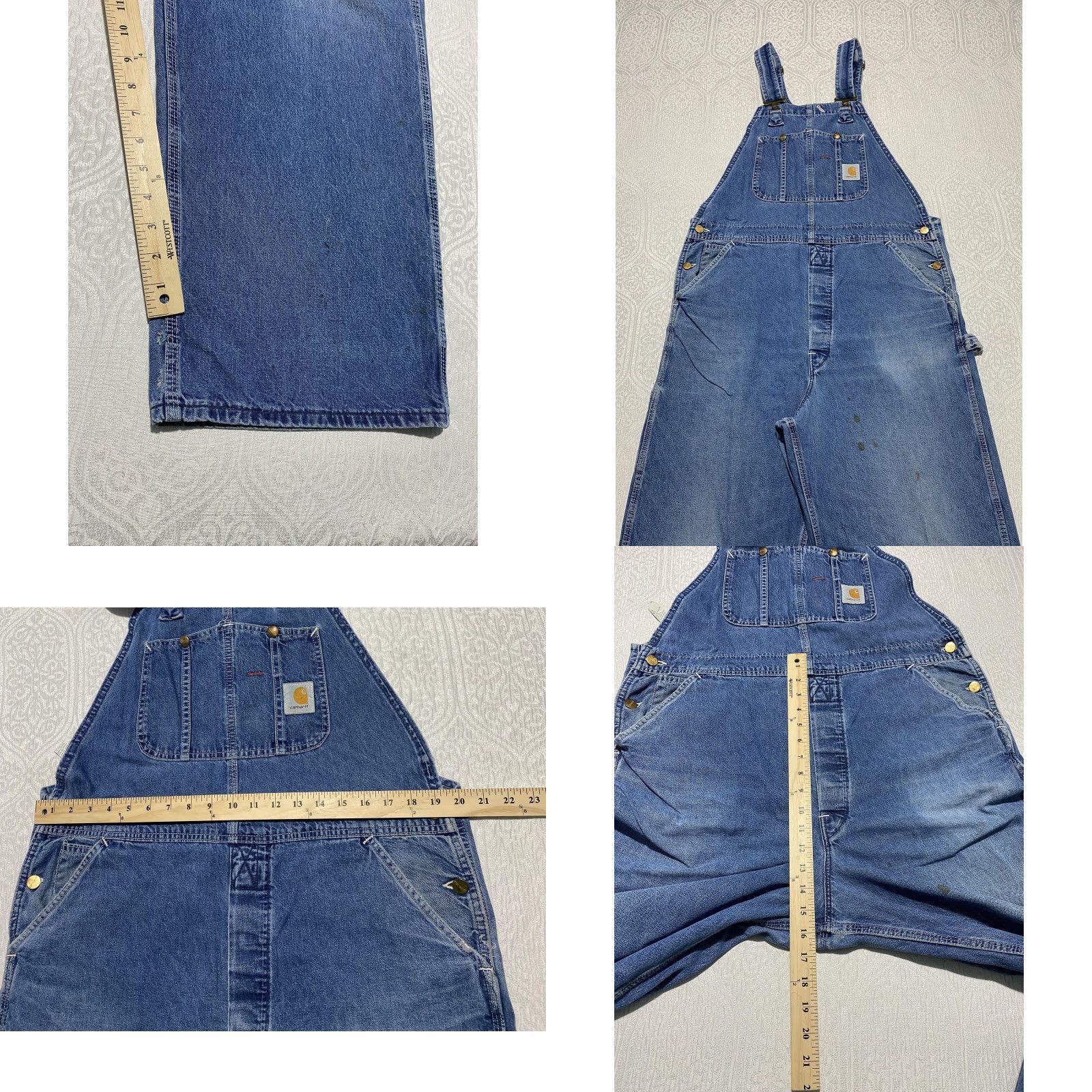 Carhartt VINTAGE Carhartt Overalls Mens 38x32 Denim Blue Bib Carpenter Workwear 90s USA Made Size US 38 / EU 54 - 9 Thumbnail