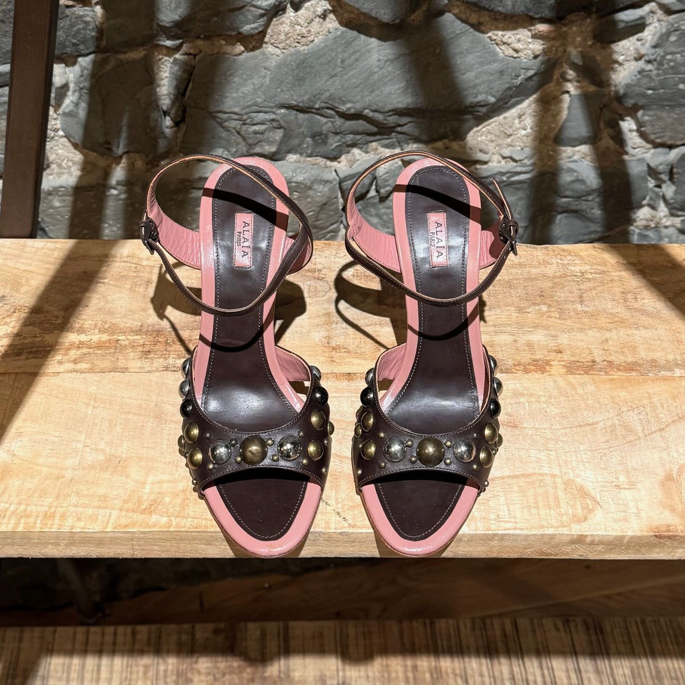 Alaia Alaïa Brown Studded Embellished Heeled Sandals Size US 9 / IT 39 - 5 Thumbnail