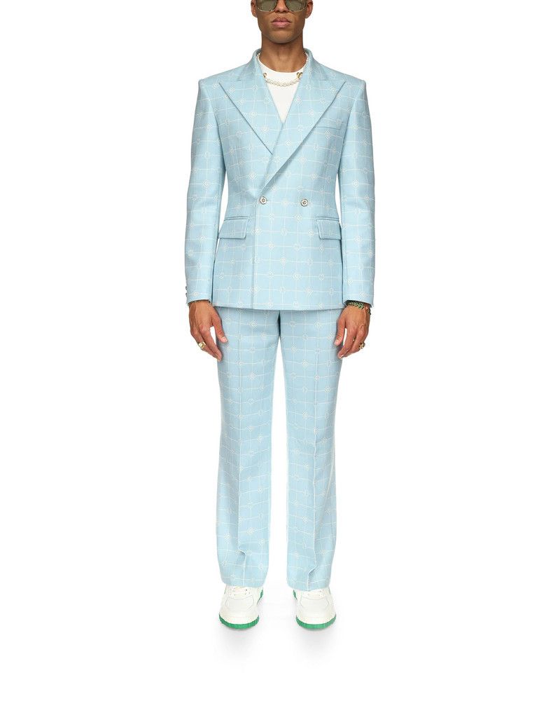 Casablanca o1mle0326 Double Breasted Jacquard Jacket in Blue Size US S / EU 44-46 / 1 - 2 Thumbnail