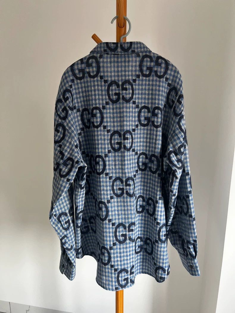 Gucci Gucci Blue old-fashioned wool shirt Size US L / EU 52-54 / 3 - 2 Thumbnail