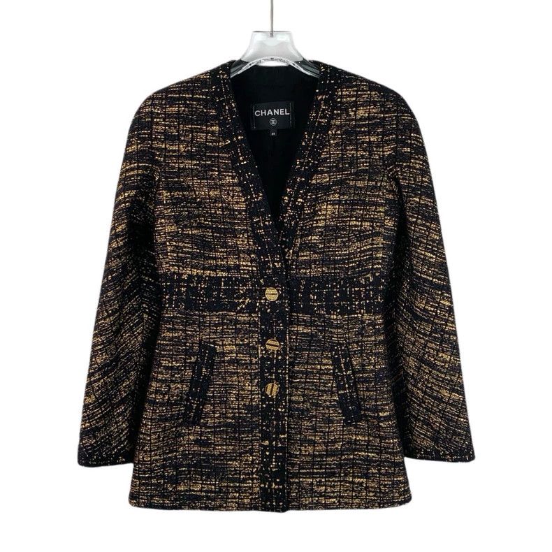 Chanel Chanel Egypt Series Black Gold V-neck Wool Single-breasted Size XXS / US 00 / IT 34 - 1 Thumbnail
