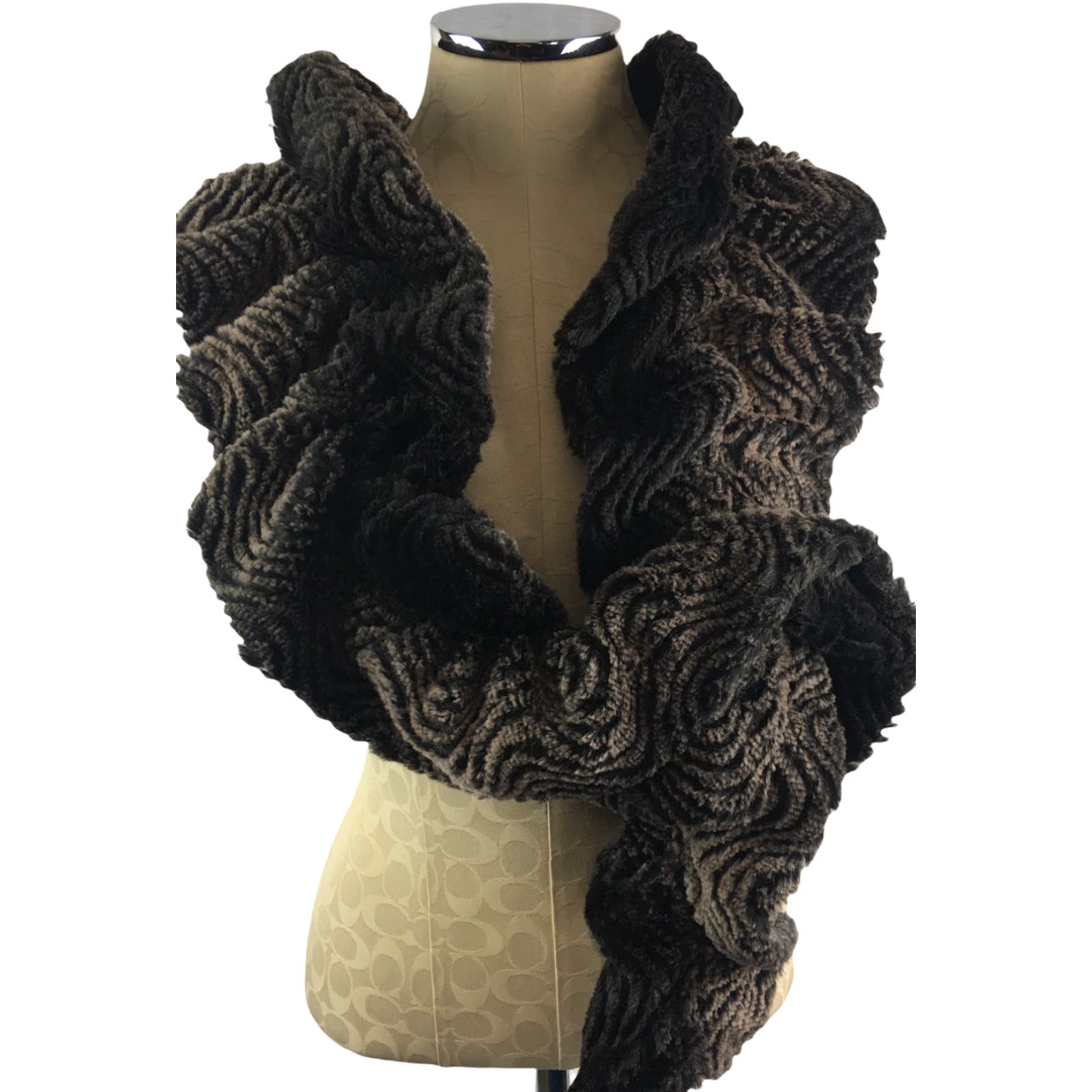 Vintage VINTAGE Scarf Plush Shades of Gray 7 x 58" Textured Plush Super Soft Scarf Closure Size ONE SIZE - 2 Thumbnail