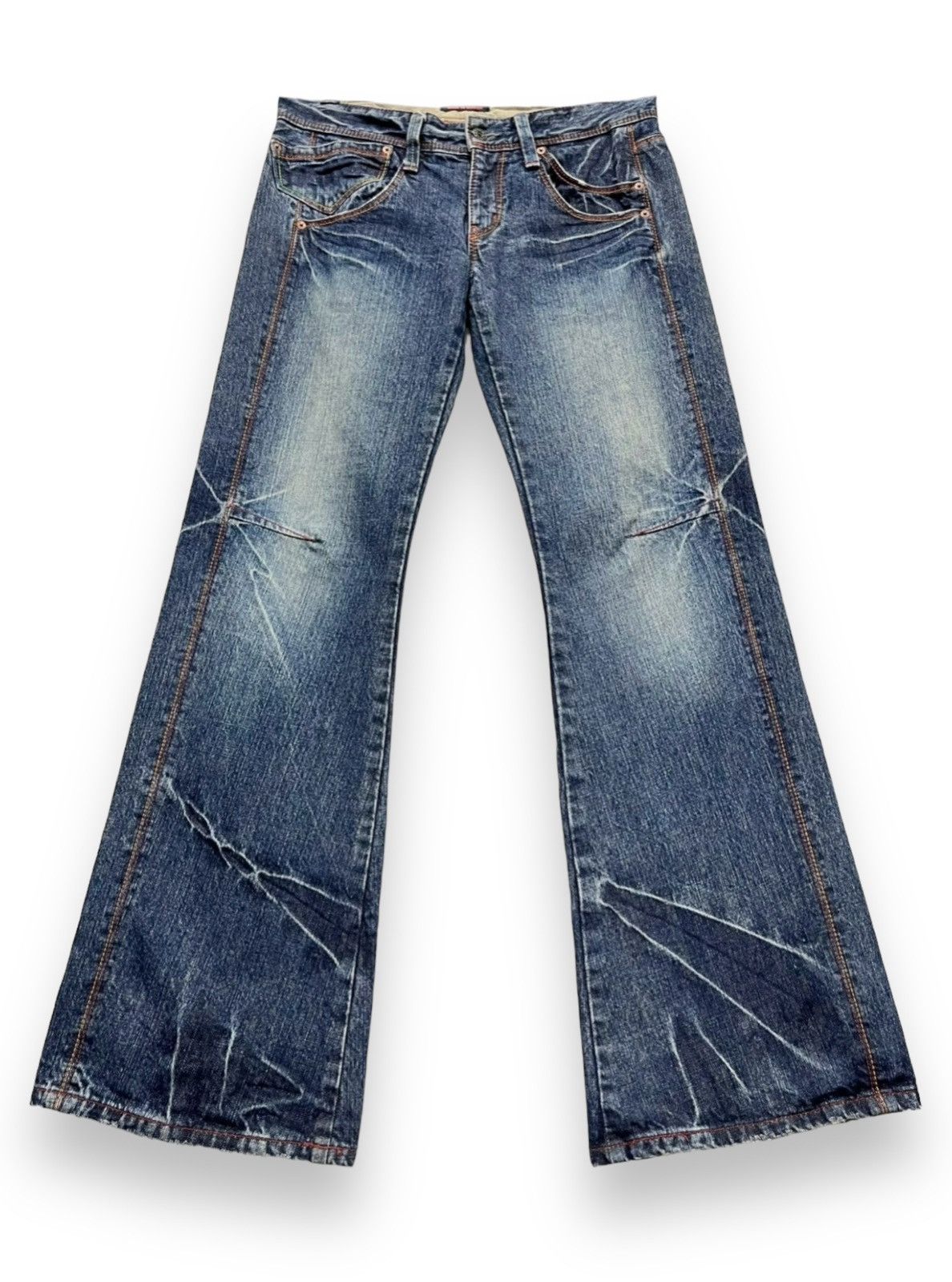Japan Blue 🔥BLUEWAY JAPAN Low Rise Ultra Wide Leg Flare Denim Size US 31 - 3 Thumbnail