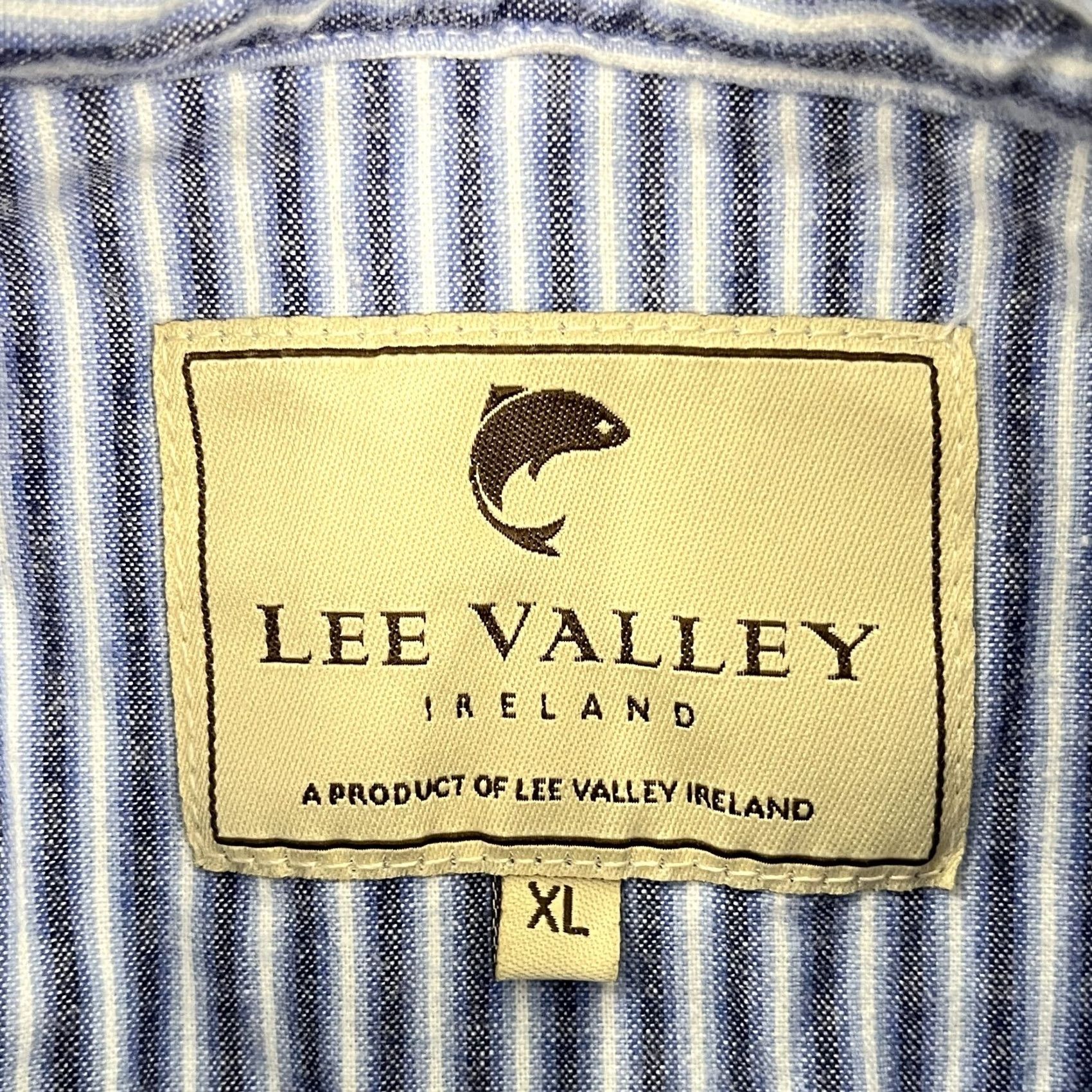 Lee Lee Valley Ireland Shirt Mens XL Blue White Striped Grandfather Button Up Band Shirt Size US XL / EU 56 / 4 - 2 Thumbnail