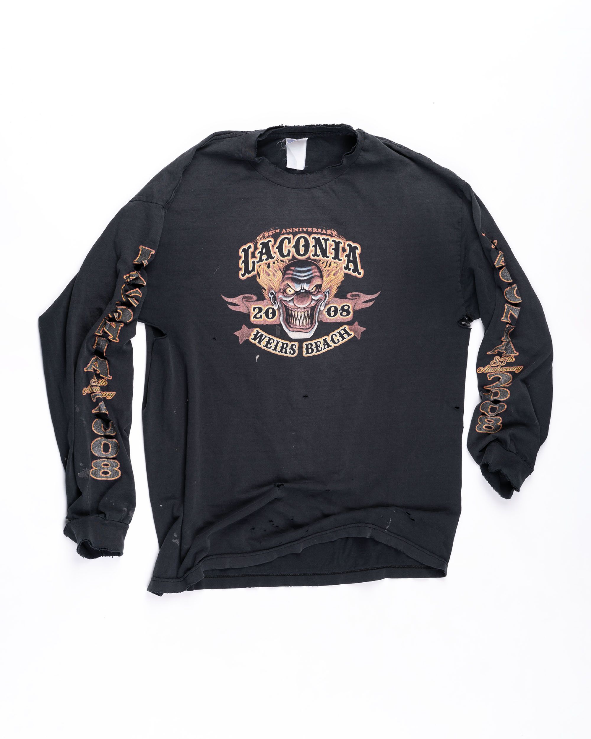 Image of Thrashed Ripped Clown Long sleeve in Vintage Black, Men's (Size Large)