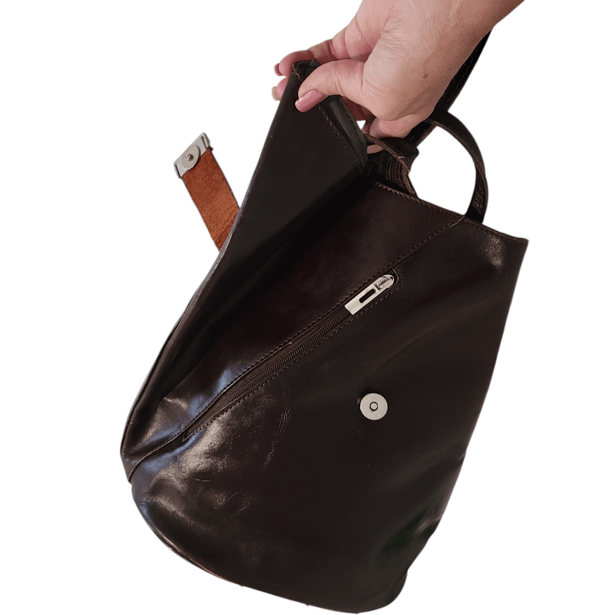 NBDN Nobrandedon Vintage Brown Leather Backpack Medium Shoulder Bag Size ONE SIZE - 6 Thumbnail
