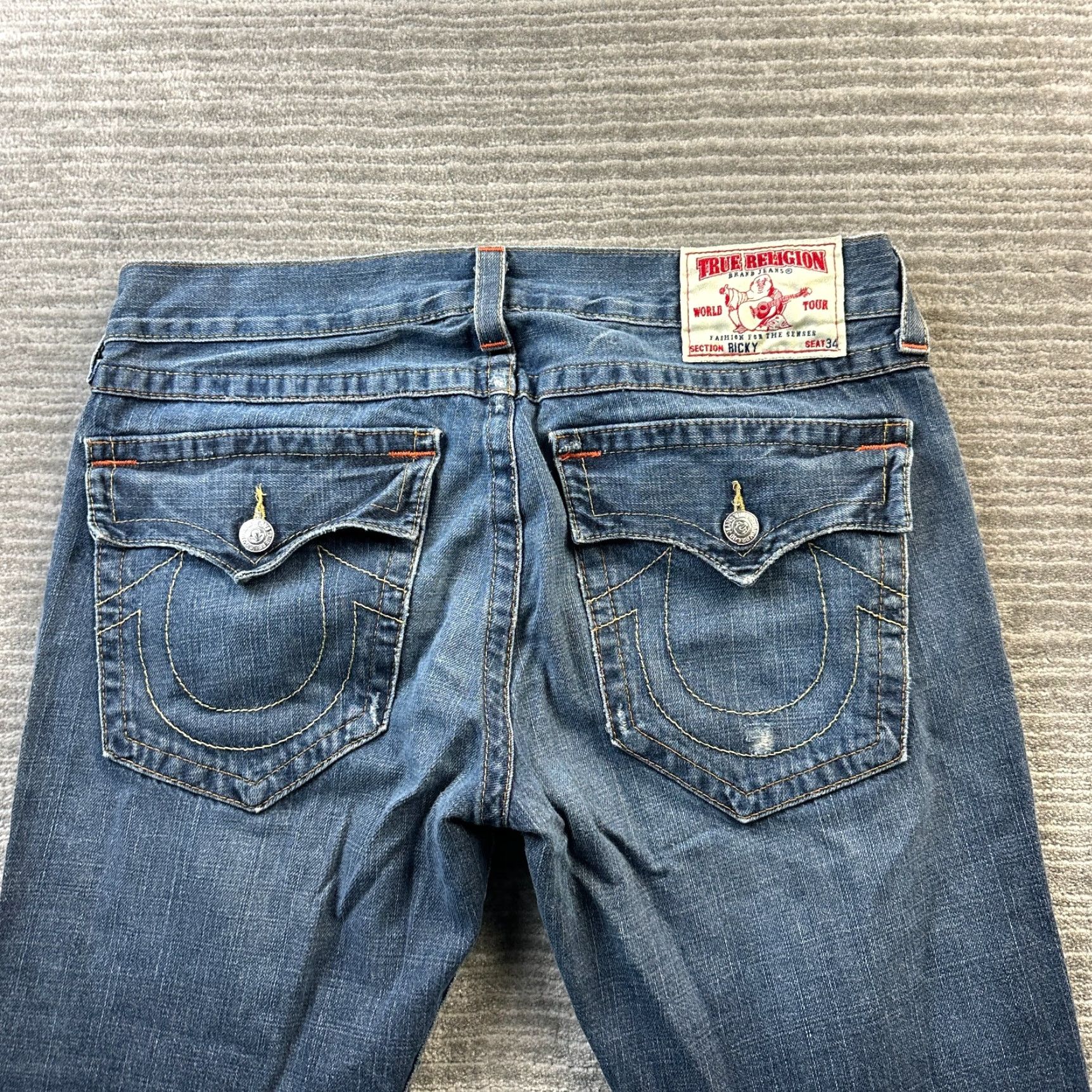 True Religion Jeans Mens 34 Ricky T Flap USA Made Distressed