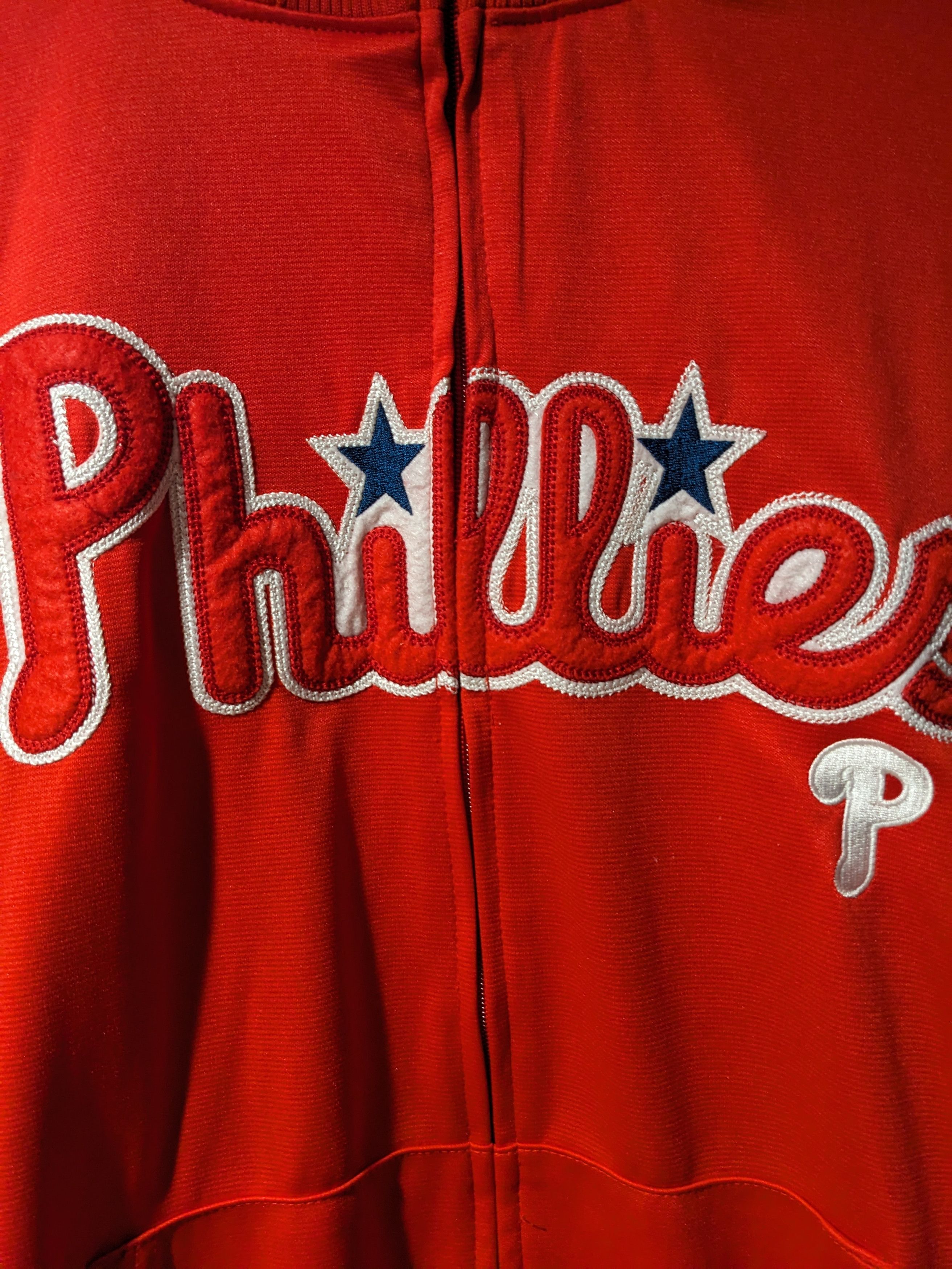MLB × Vintage Phillies MLB Baseball Stitches Red Full Zip Track Jacket Size US XXL / EU 58 / 5 - 2 Thumbnail