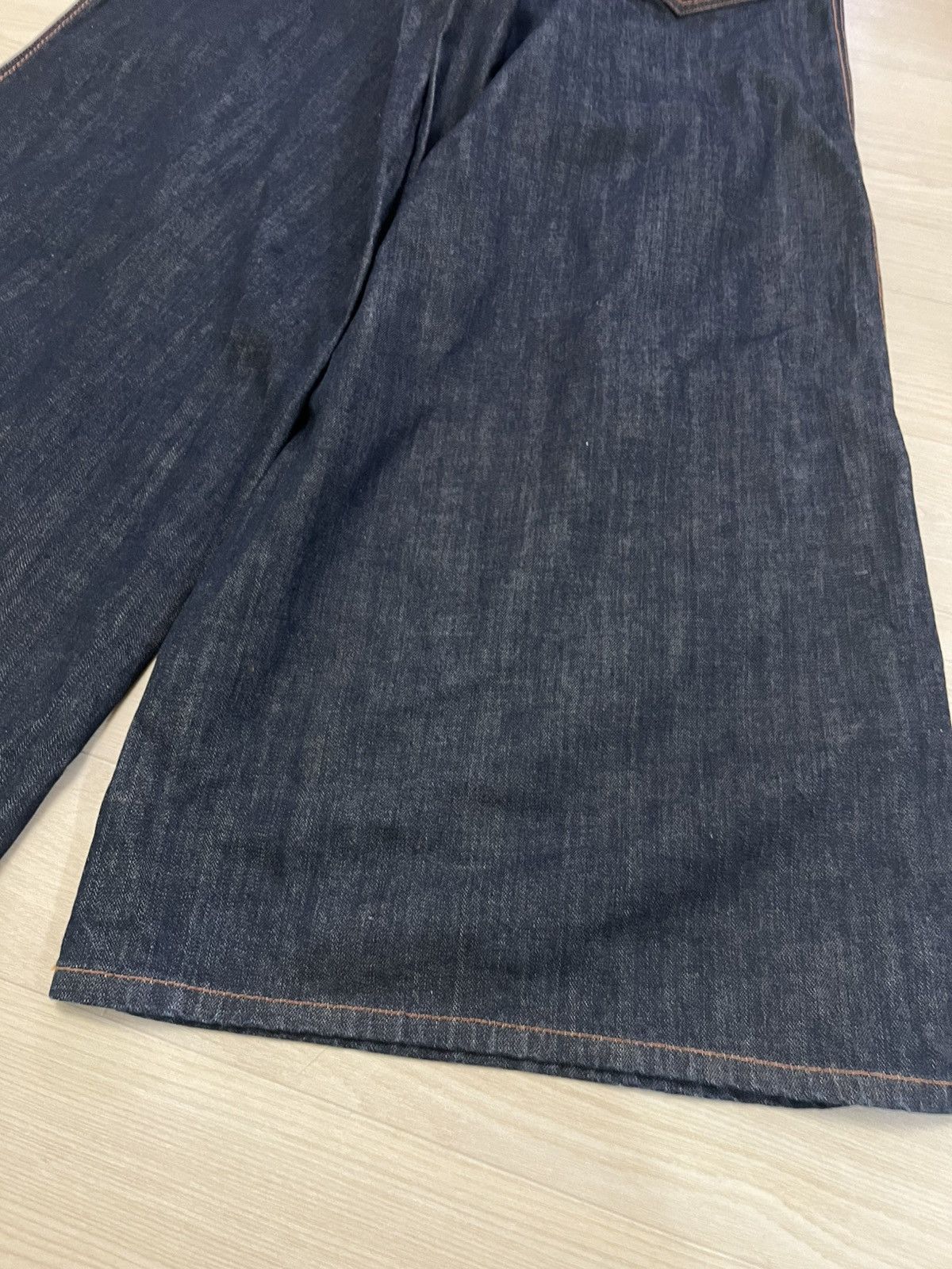 Jean Paul Gaultier 27 Jean Paul Gaultier belted leather Super wide denim pants Size US 30 / EU 46 - 7 Thumbnail