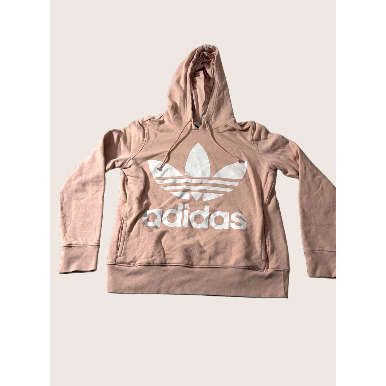 Adidas Adidas Originals Hoodie Womens Small Pink Trefoil Logo Pullover Sweatshirt Size S / US 4 / IT 40 - 1 Thumbnail