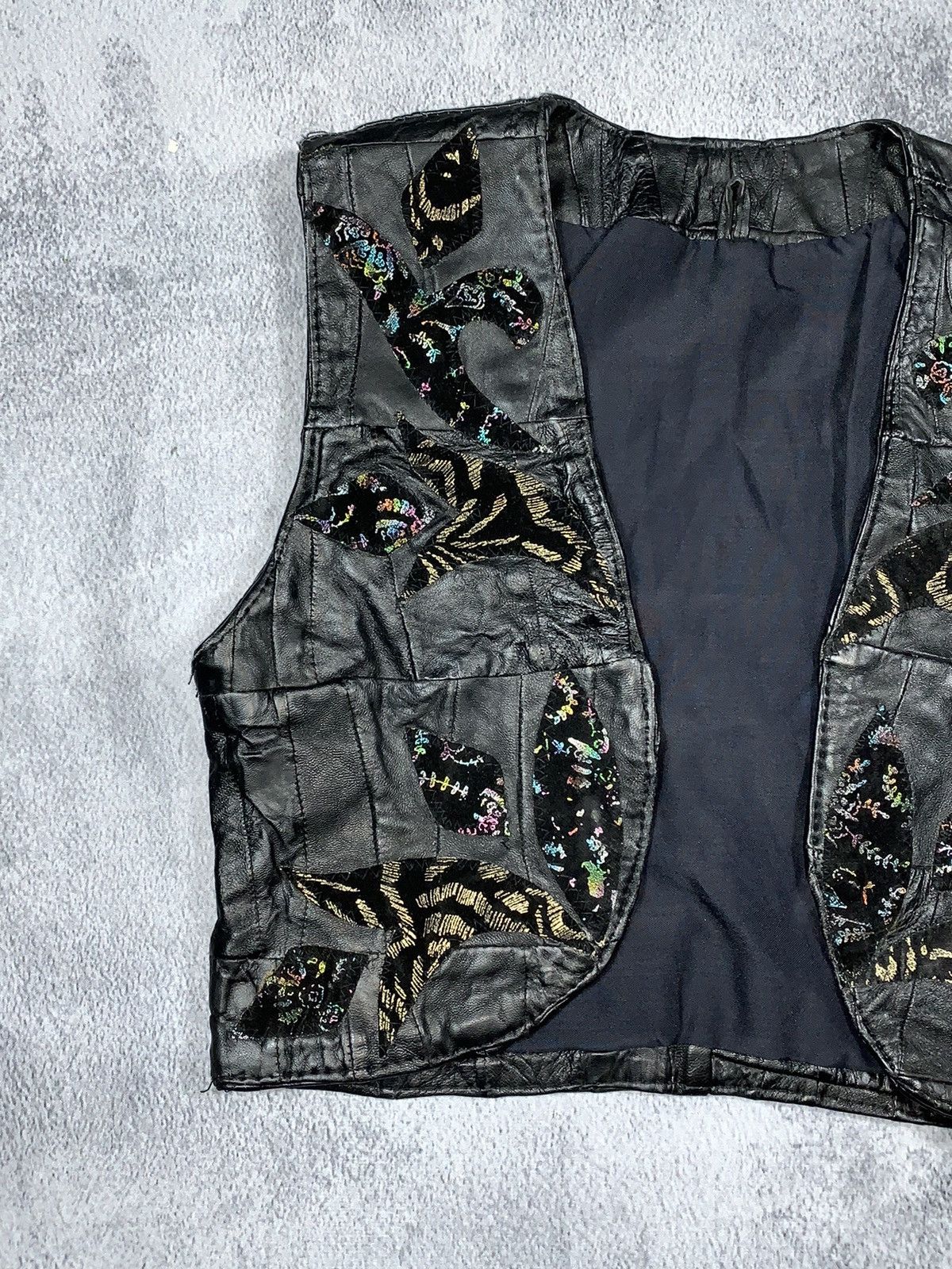 Other Vintage 80s style wmns Leather patchwork vest retro size M Size M / US 6-8 / IT 42-44 - 2 Thumbnail