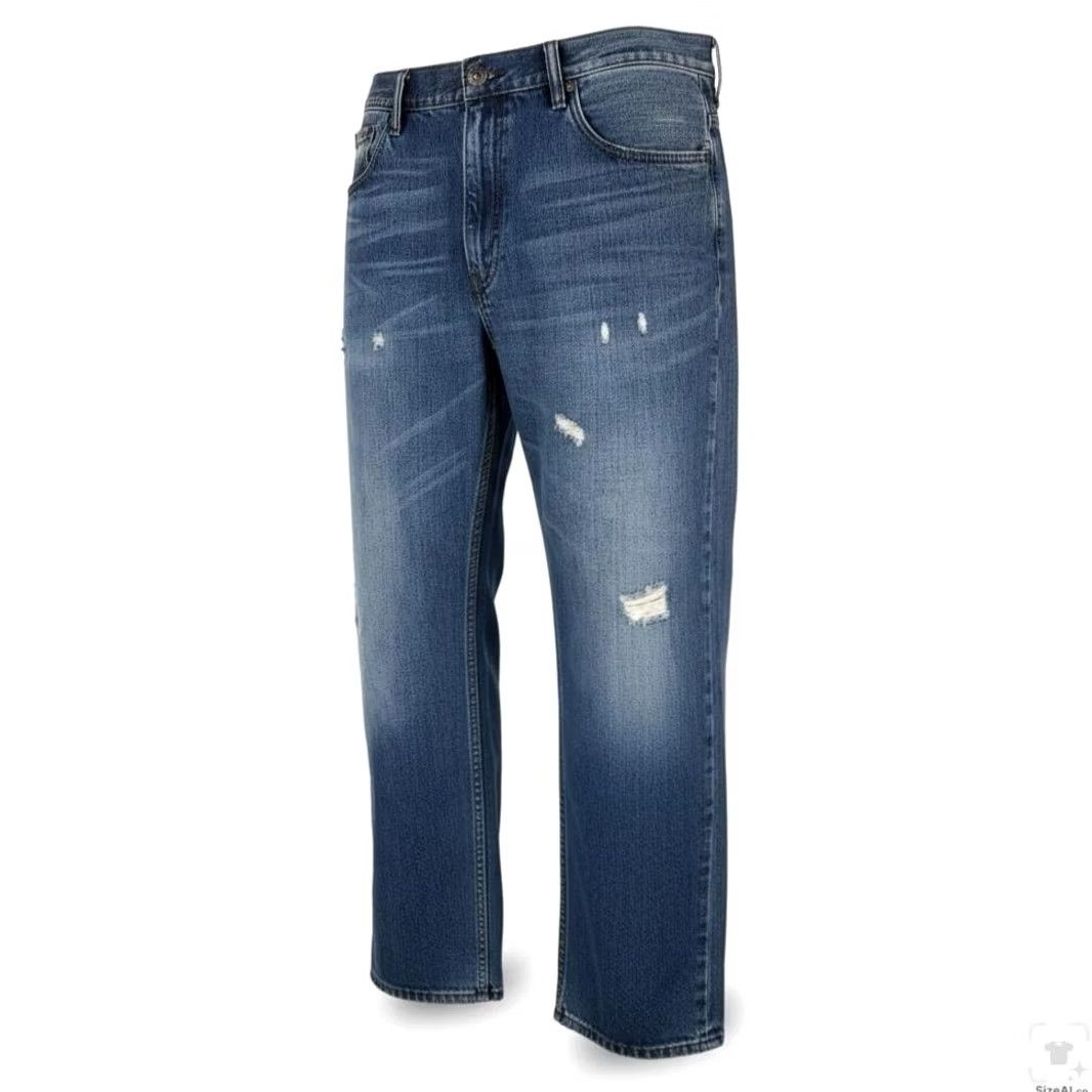 Levi's Levi's 569 Jeans Mens 38x32 Blue Medium Wash Distressed Relaxed Denim Zip Fly Jeans Size US 38 / EU 54 - 2 Thumbnail
