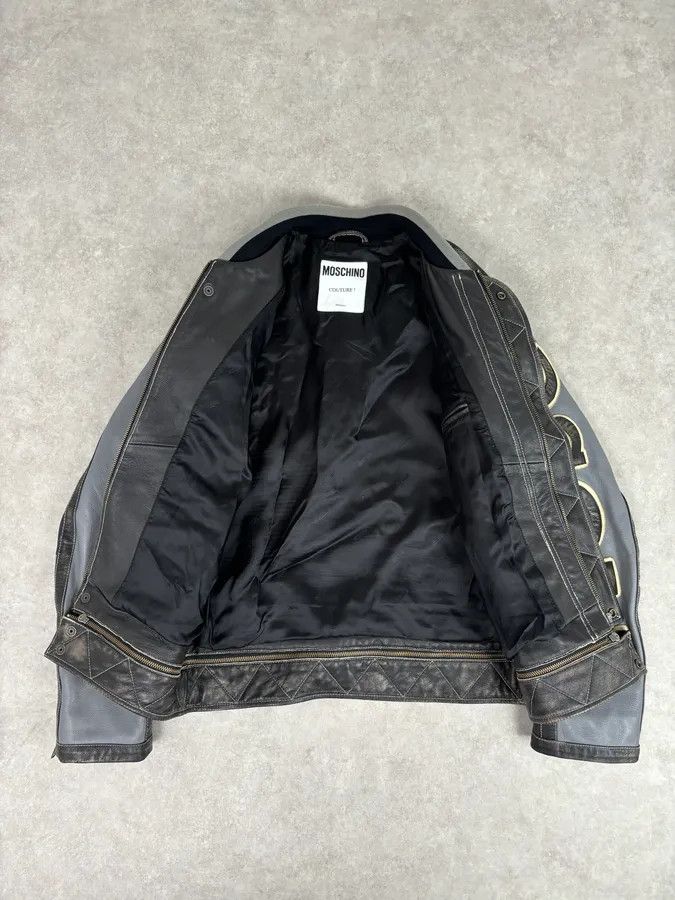 Moschino AW2020 Moschino Faded Leather Trucker Bomber Grey Jacket Size US M / EU 48-50 / 2 - 8 Thumbnail