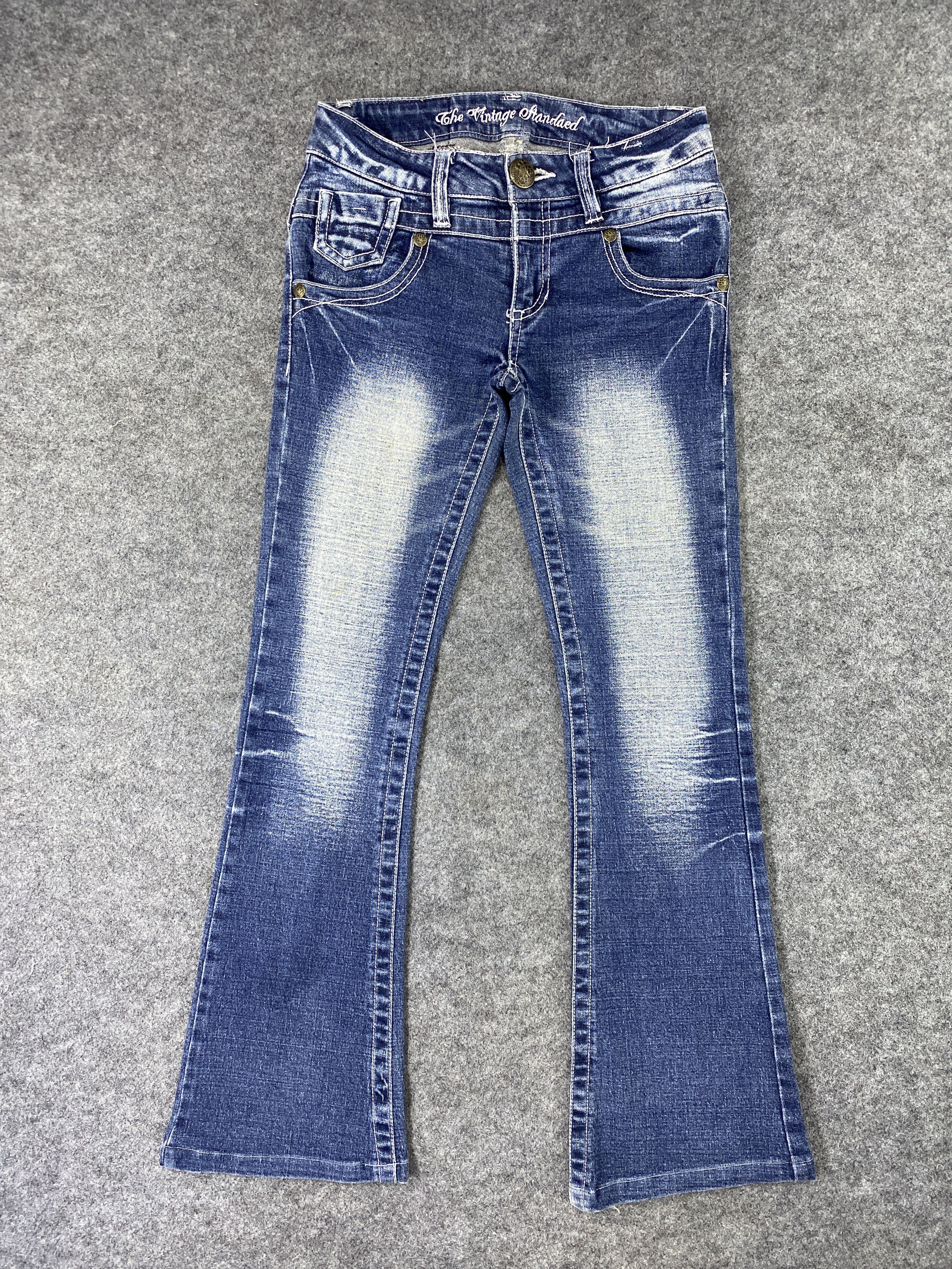 Japanese Brand Skull Button Sky Bomber Blue Wash Flare Jeans - J1061 Size 27" / US 4 / IT 40 - 1 Thumbnail