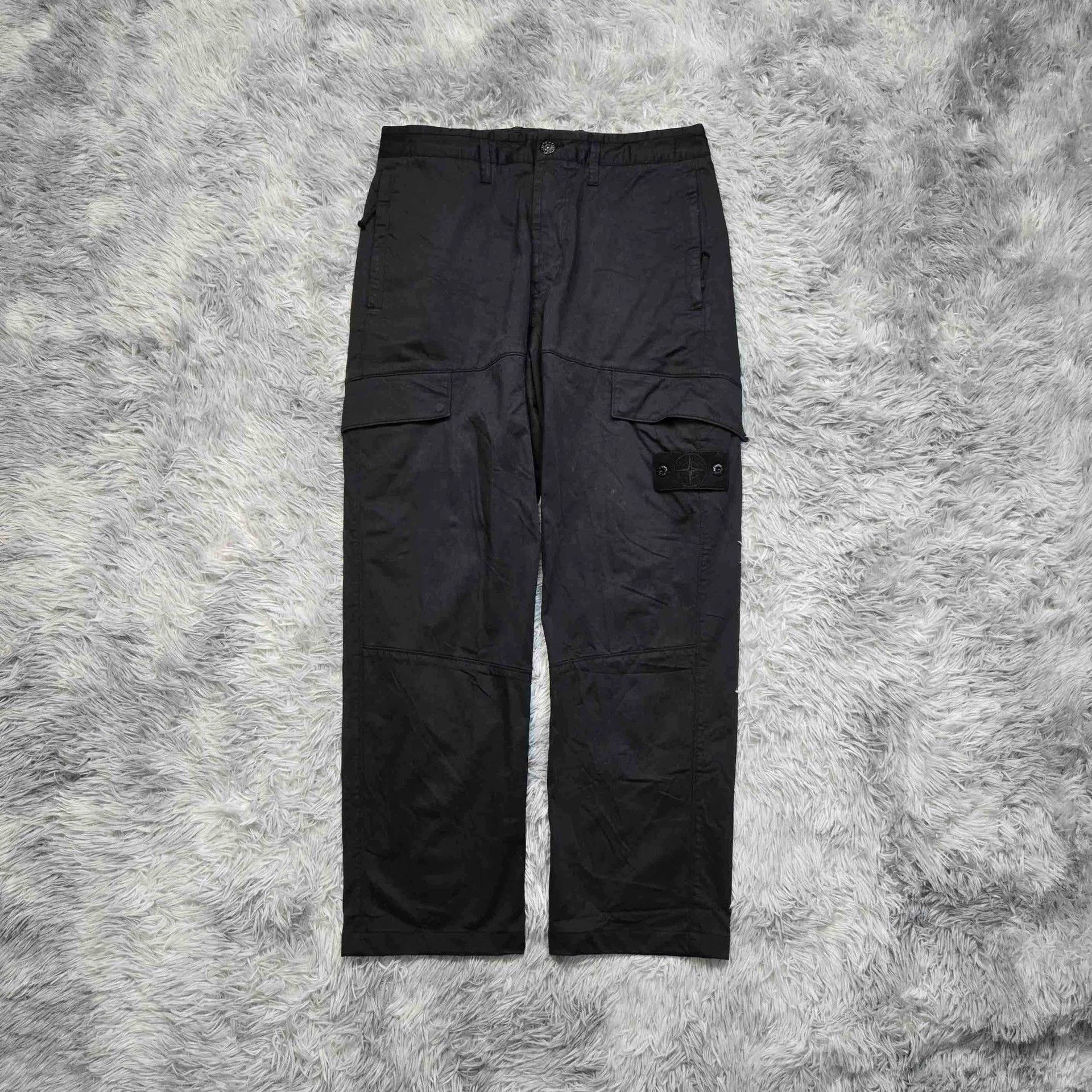 stone island blue-black wool long pants