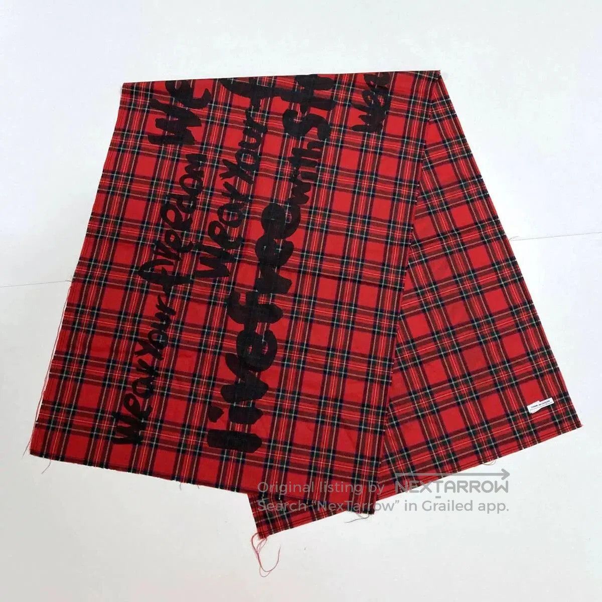 Comme des Garcons Red Plaid Wool Shawl Scarf. Size ONE SIZE - 6 Thumbnail