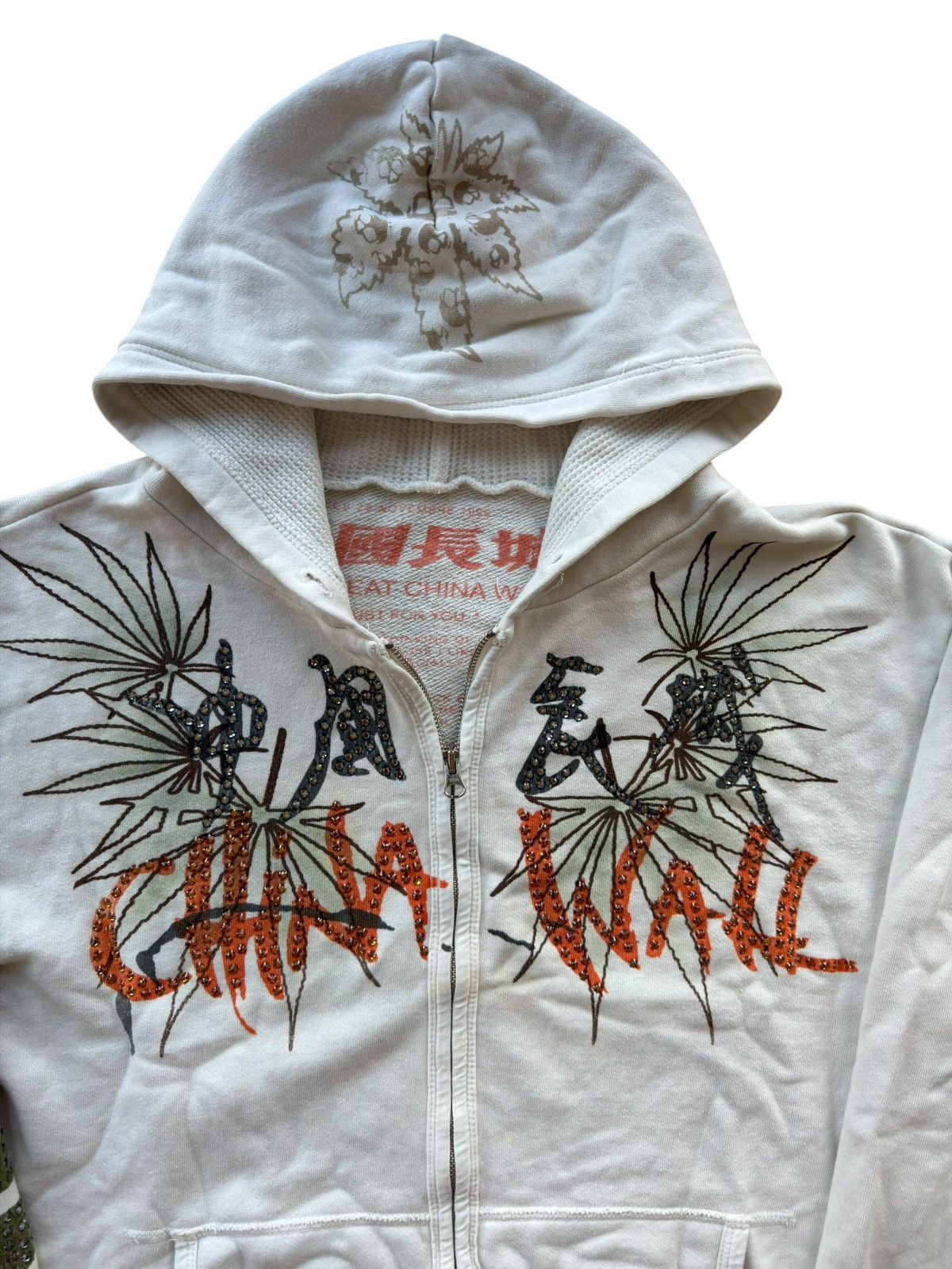 The Great China Wall *RARE* 90s VINTAGE THE GREAT CHINA WALL WEED HOODIE GREENS Size US L / EU 52-54 / 3 - 13 Thumbnail
