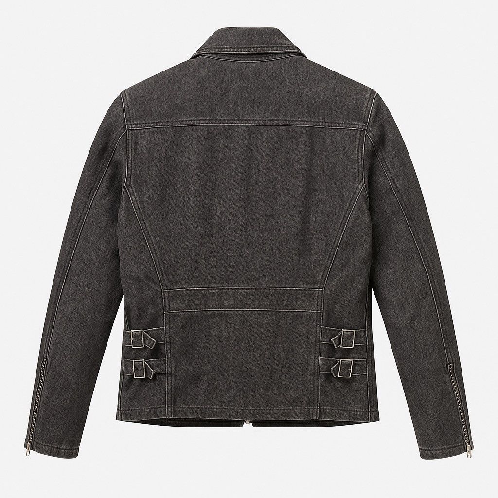 Japanese Brand Plus Create Denim Rider Jacket with Leather Pocket Panels Size US M / EU 48-50 / 2 - 2 Thumbnail