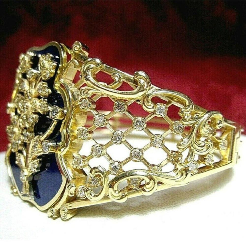Designer 925 Silver Handmade Blue Enamel Art Deco Ring - Size 7 Size ONE SIZE - 4 Thumbnail