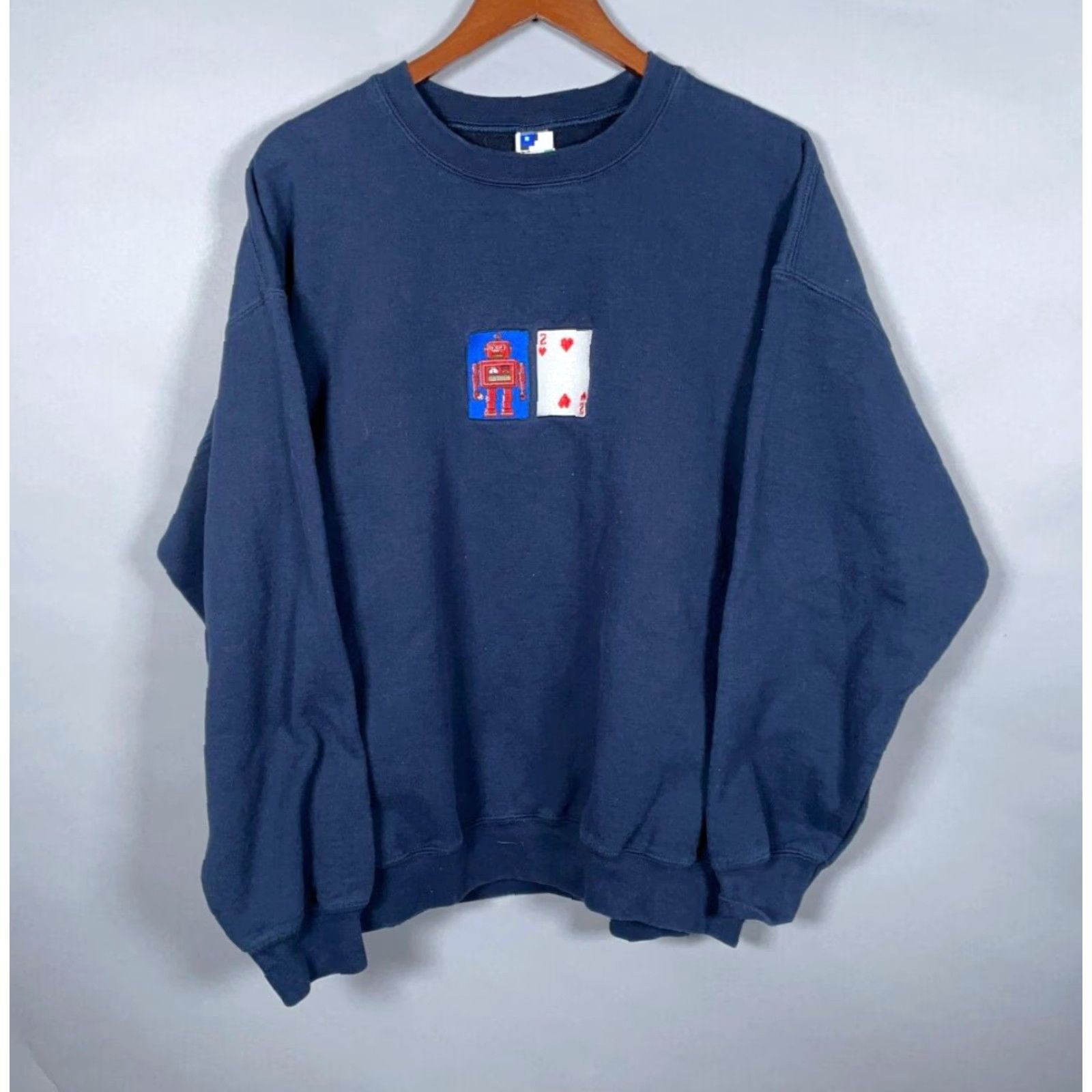 Gildan Robot Solitaire Embroidered Sweatshirt Adult XL Dark Blue Crewneck Heavyweight Size US XL / EU 56 / 4 - 2 Thumbnail